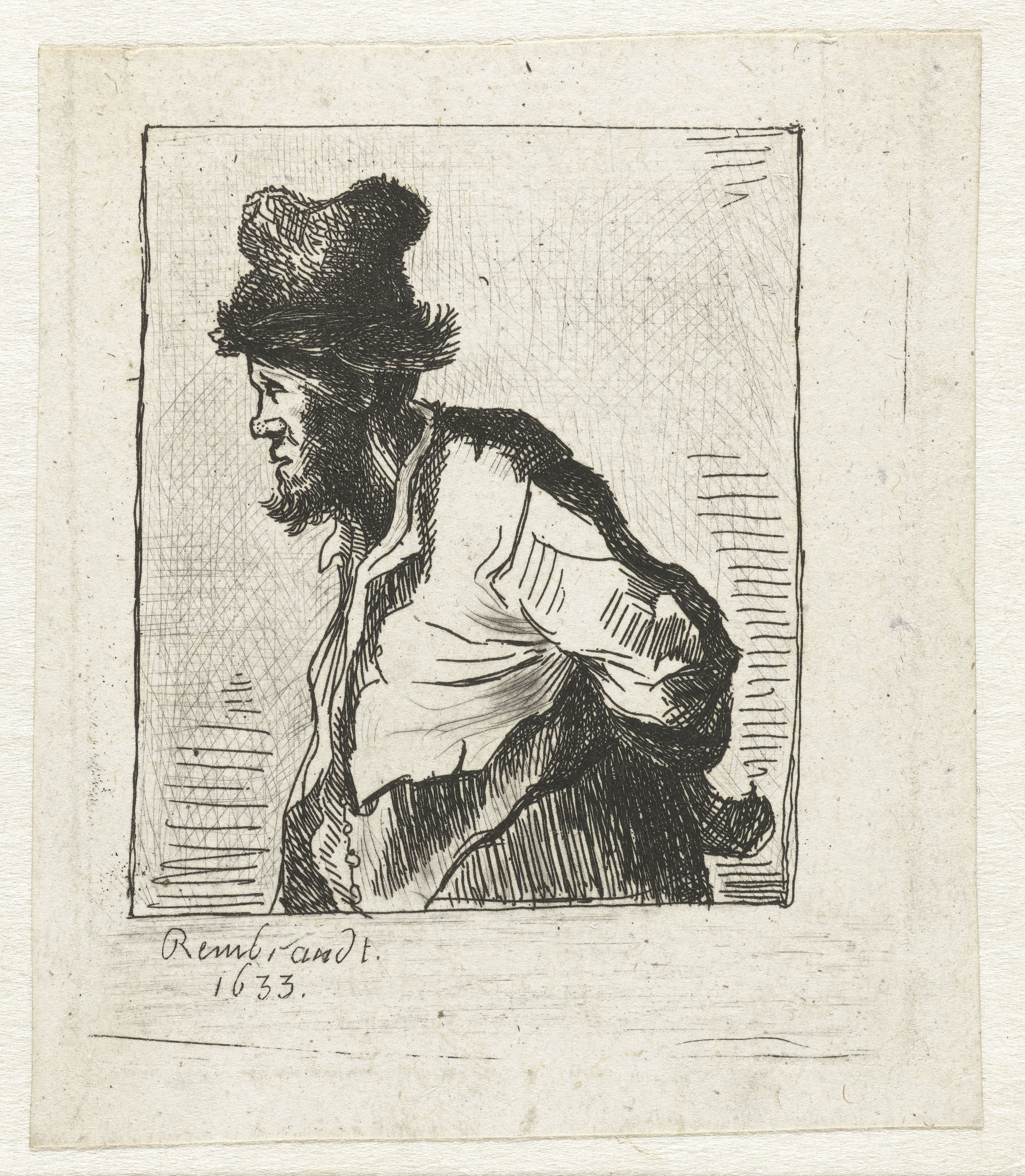 Peasant with his hands behind his back