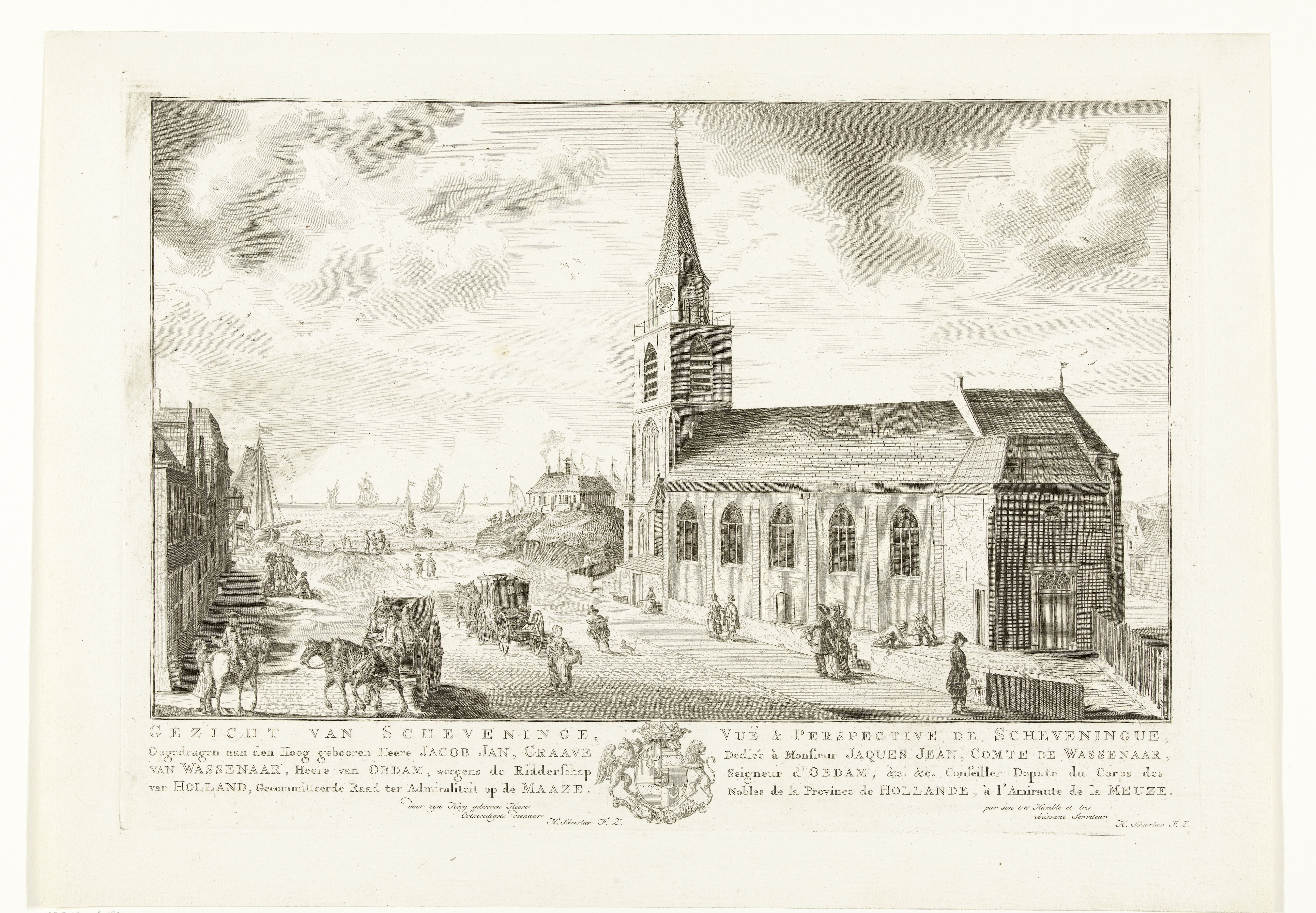 Gezicht op de Oude Kerk te Scheveningen