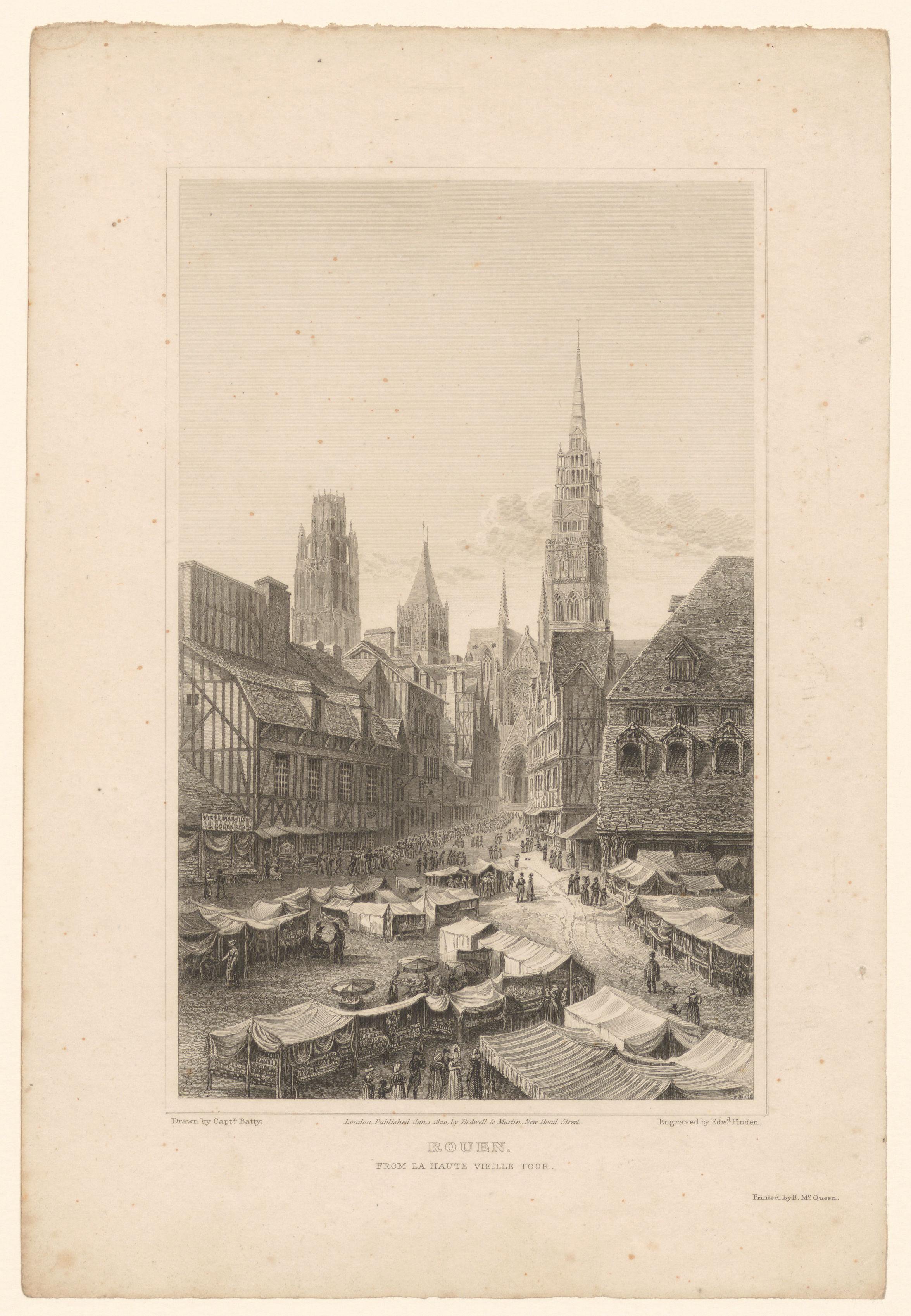 Gezicht op het Place de la Haute-Vieille-Tour te Rouen