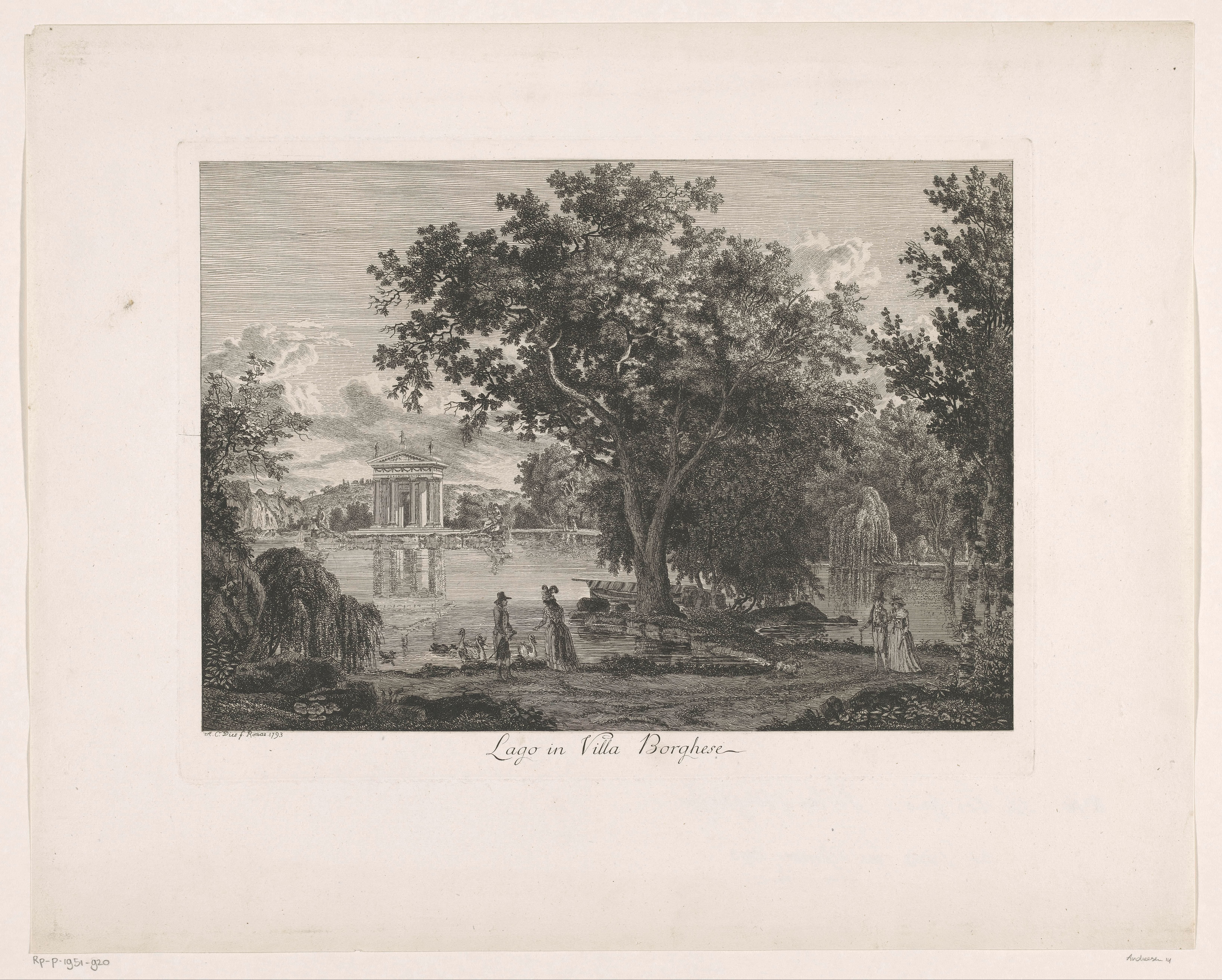 Gezicht op het meer bij Villa Borghese