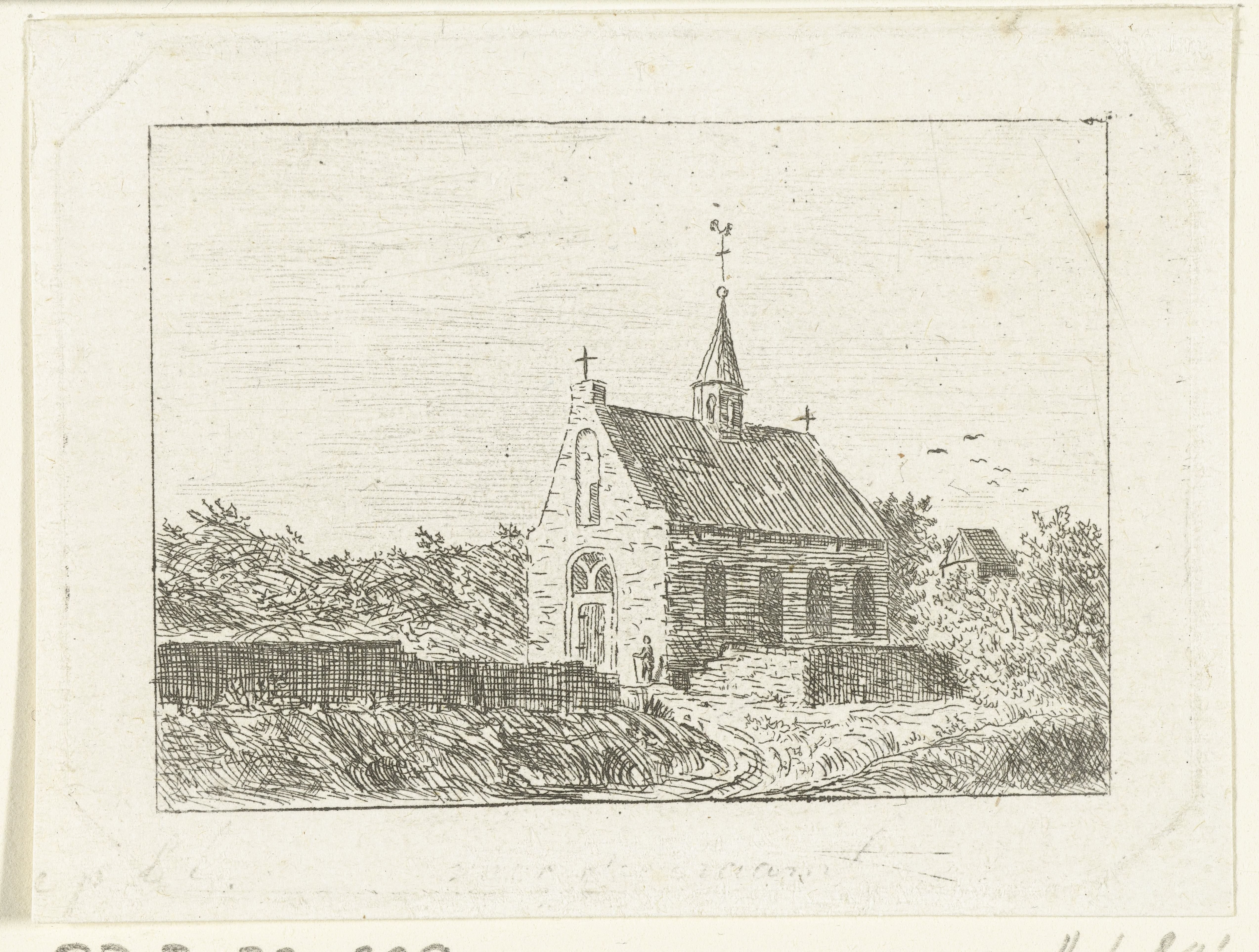 Gezicht op de kerk te Ubbergen bij Nijmegen