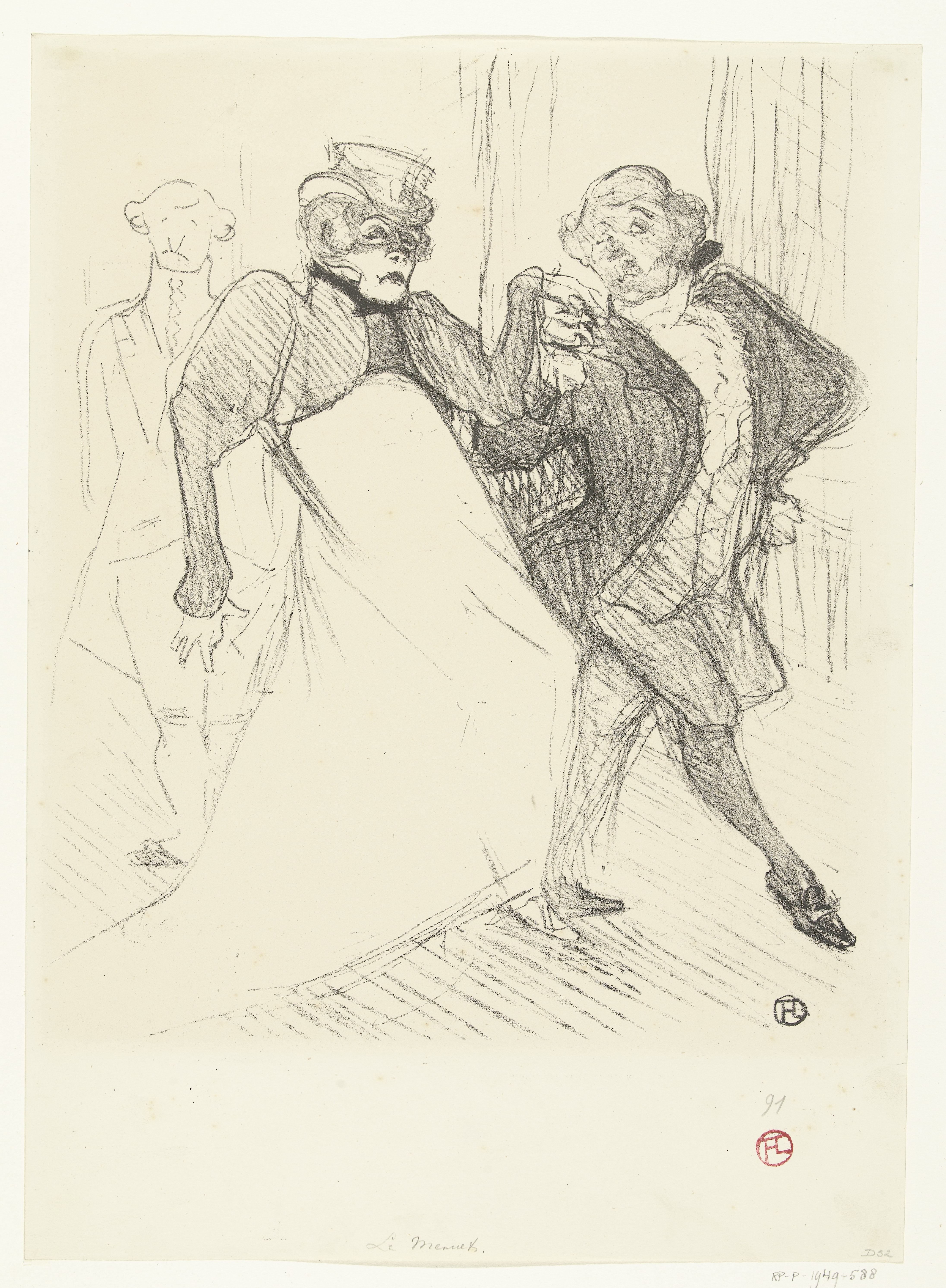 Portret van acteurs Gabrielle Rejane en Felix Galipaux in toneelstuk Madame Sans-Gêne