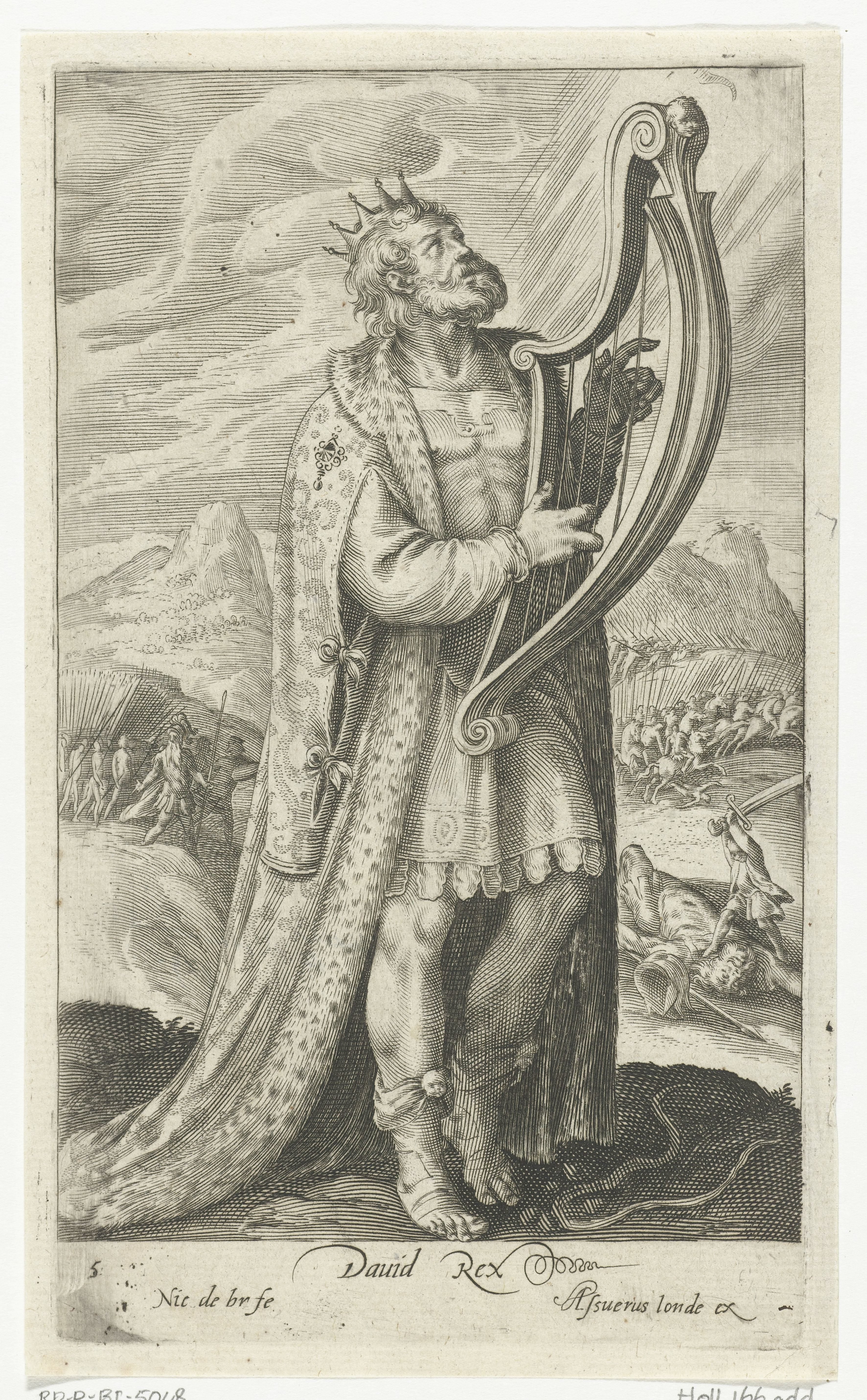 David speelt op zijn harp