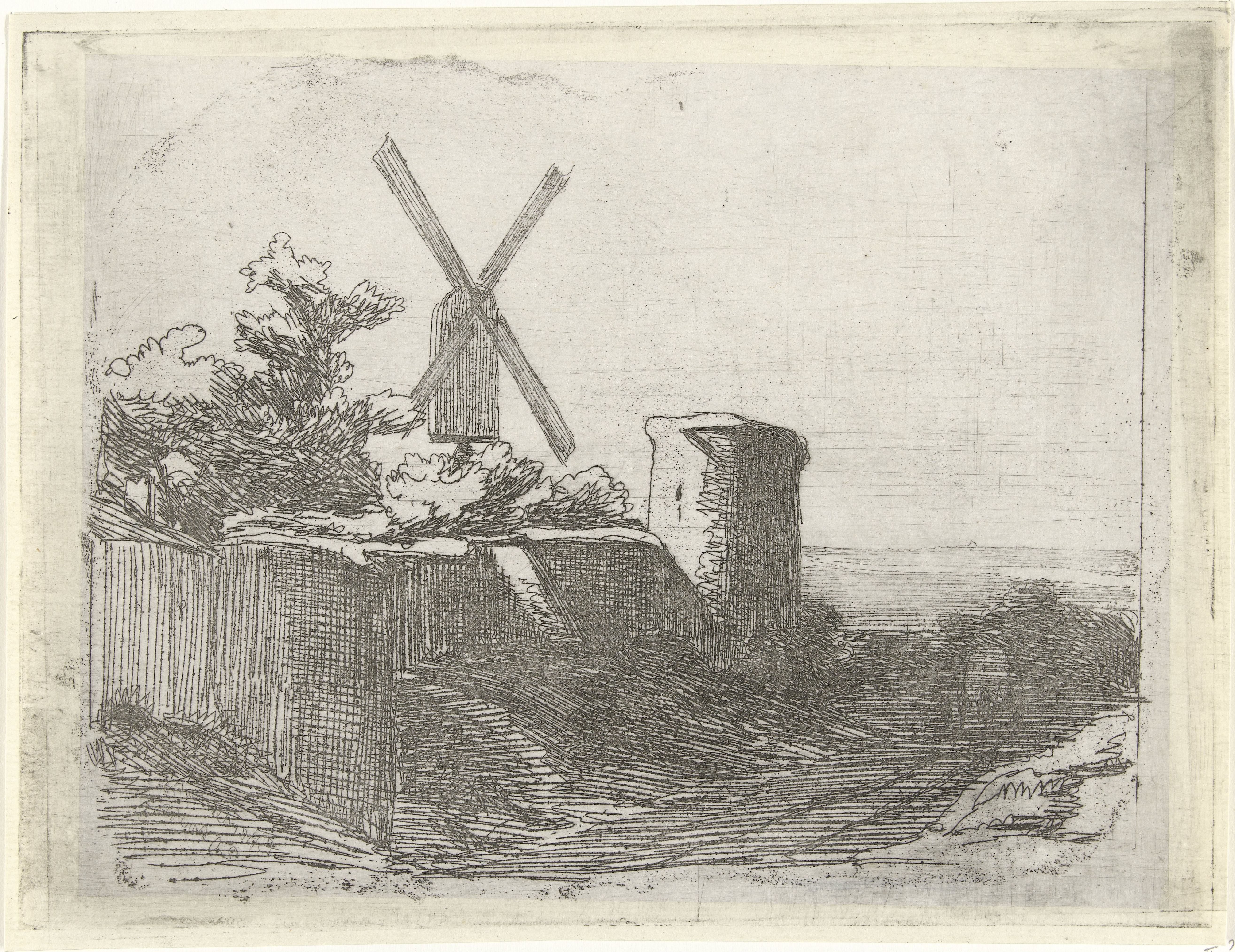 Ruïne met molen