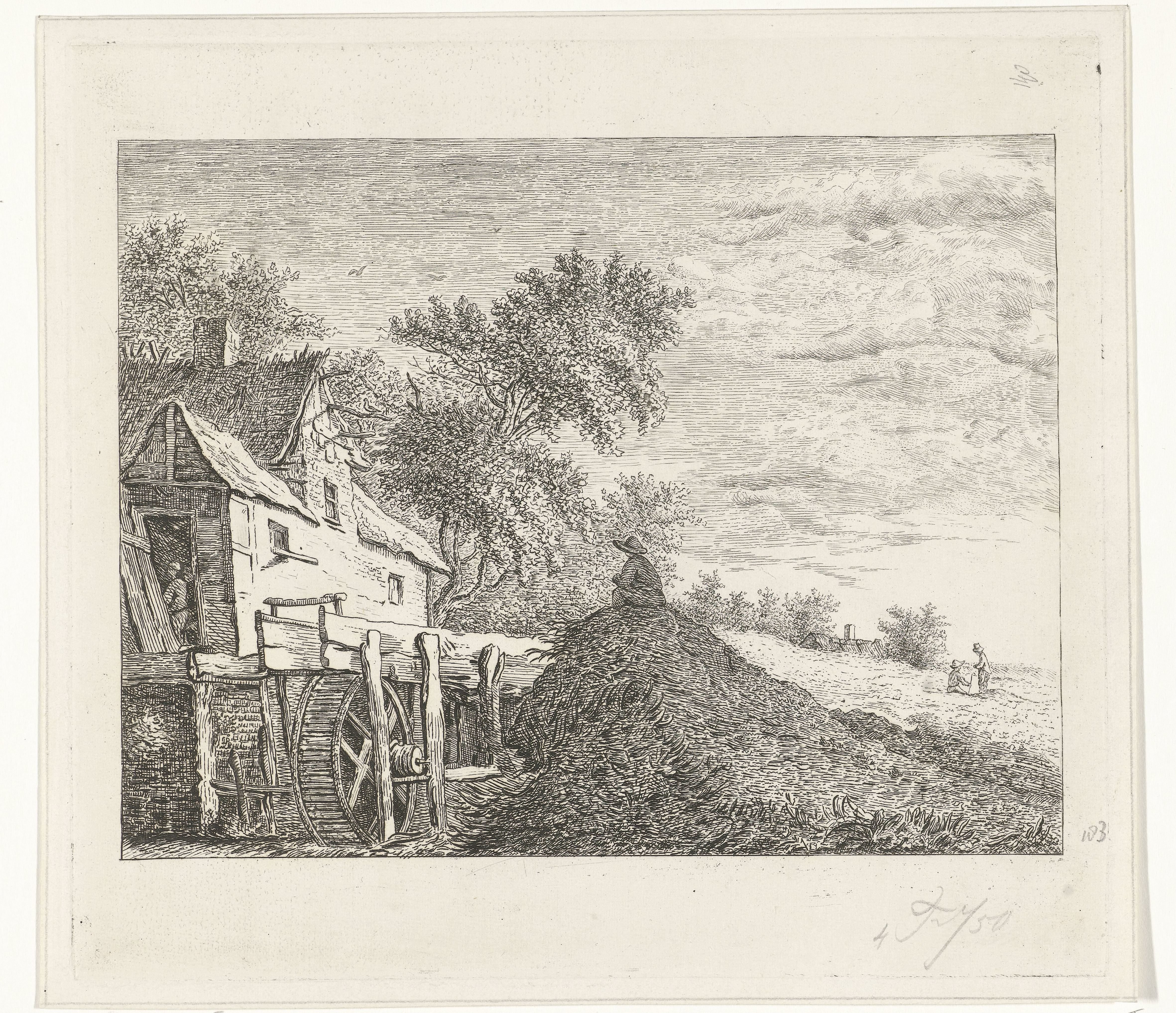 Watermolen in een landschap