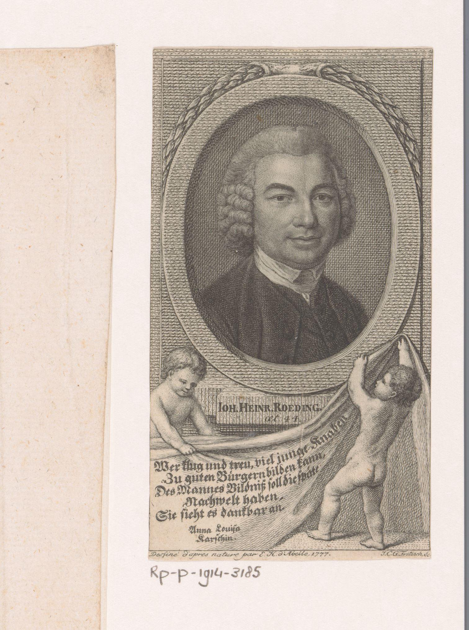 Portret van Johann Heinrich Röding op 44-jarige leeftijd