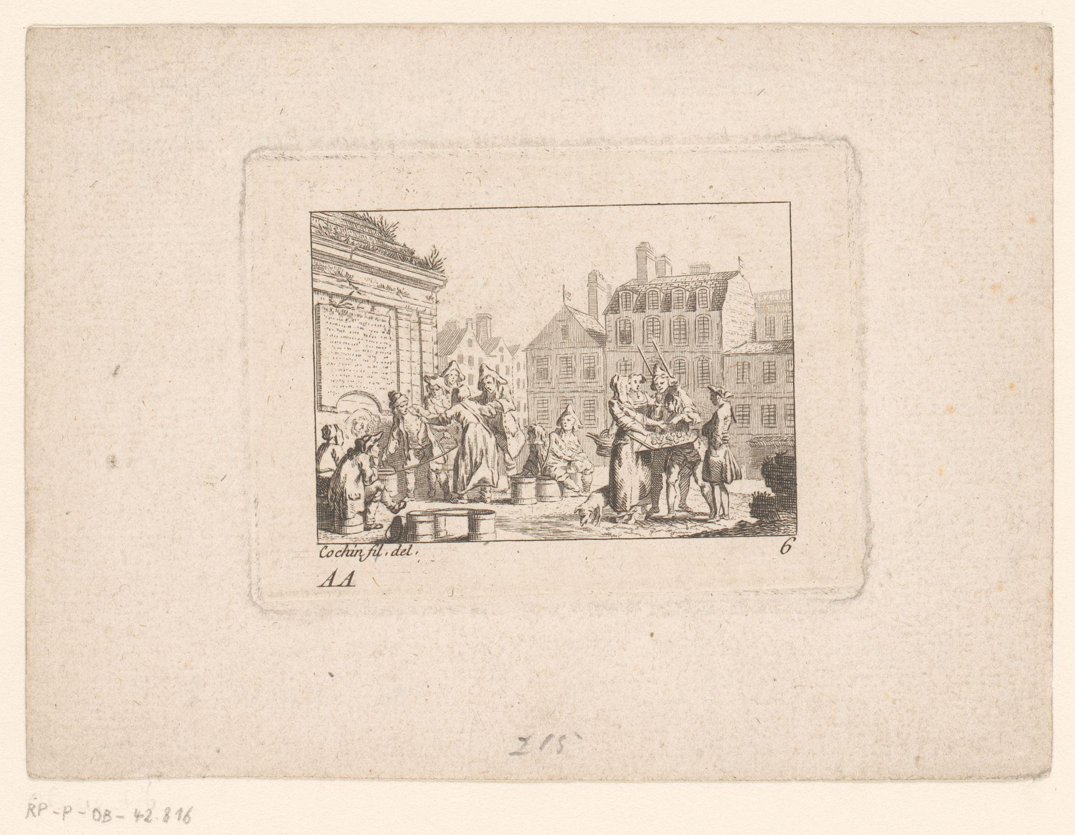 Verkoopster op een stadsplein