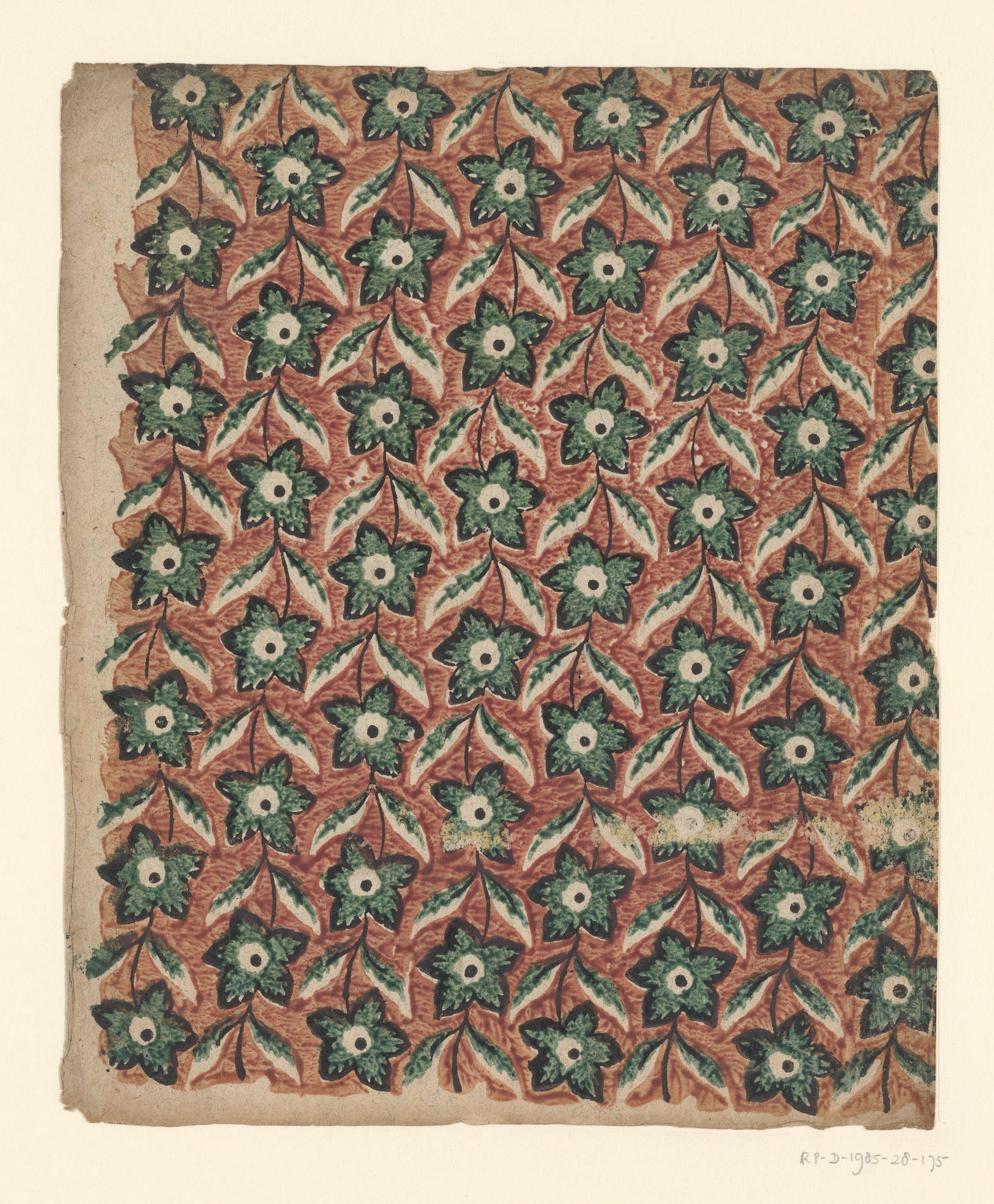 Blad met banenpatroon van aan elkaar verbonden bloemen