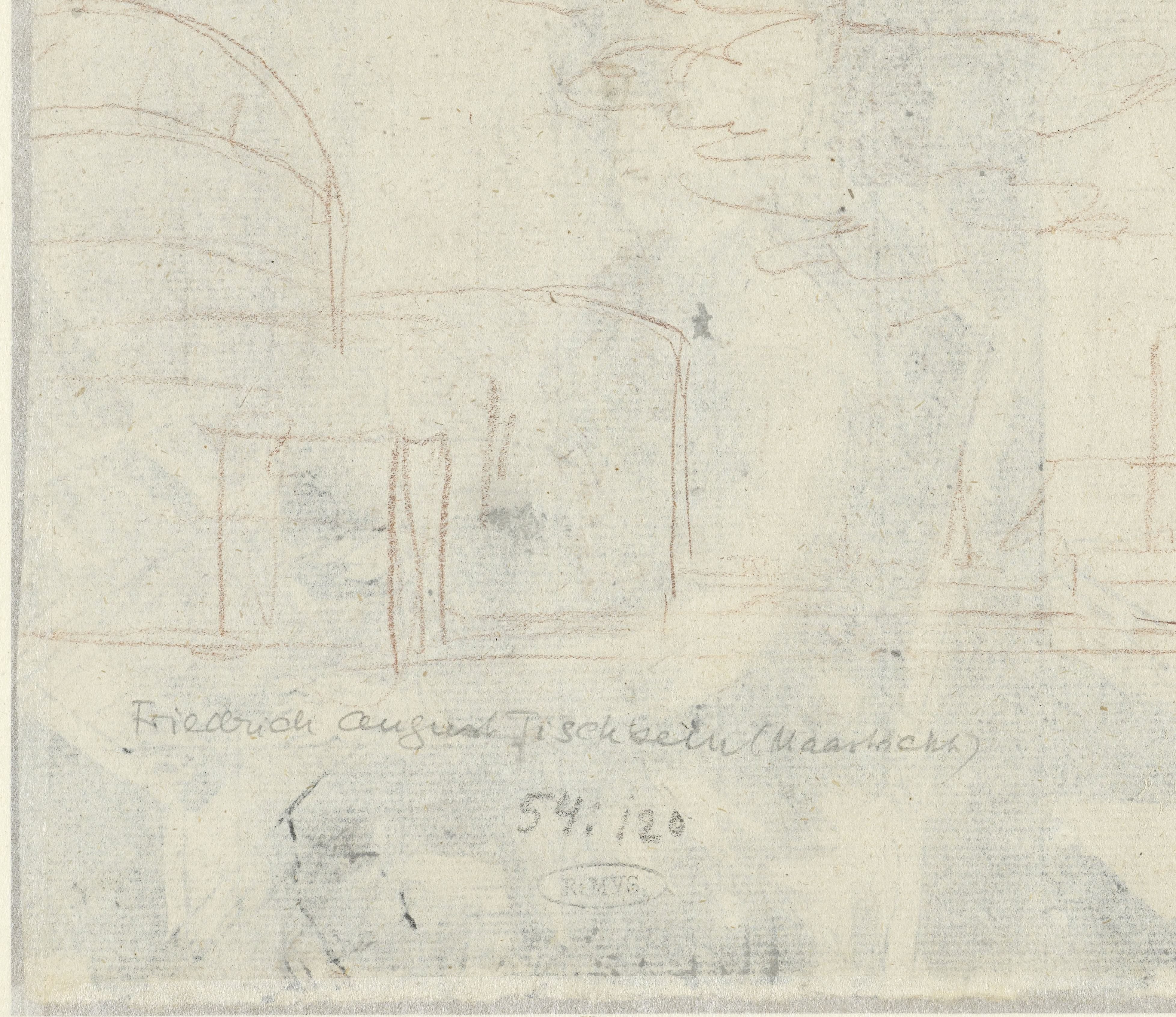 Schets van architectuur in landschap