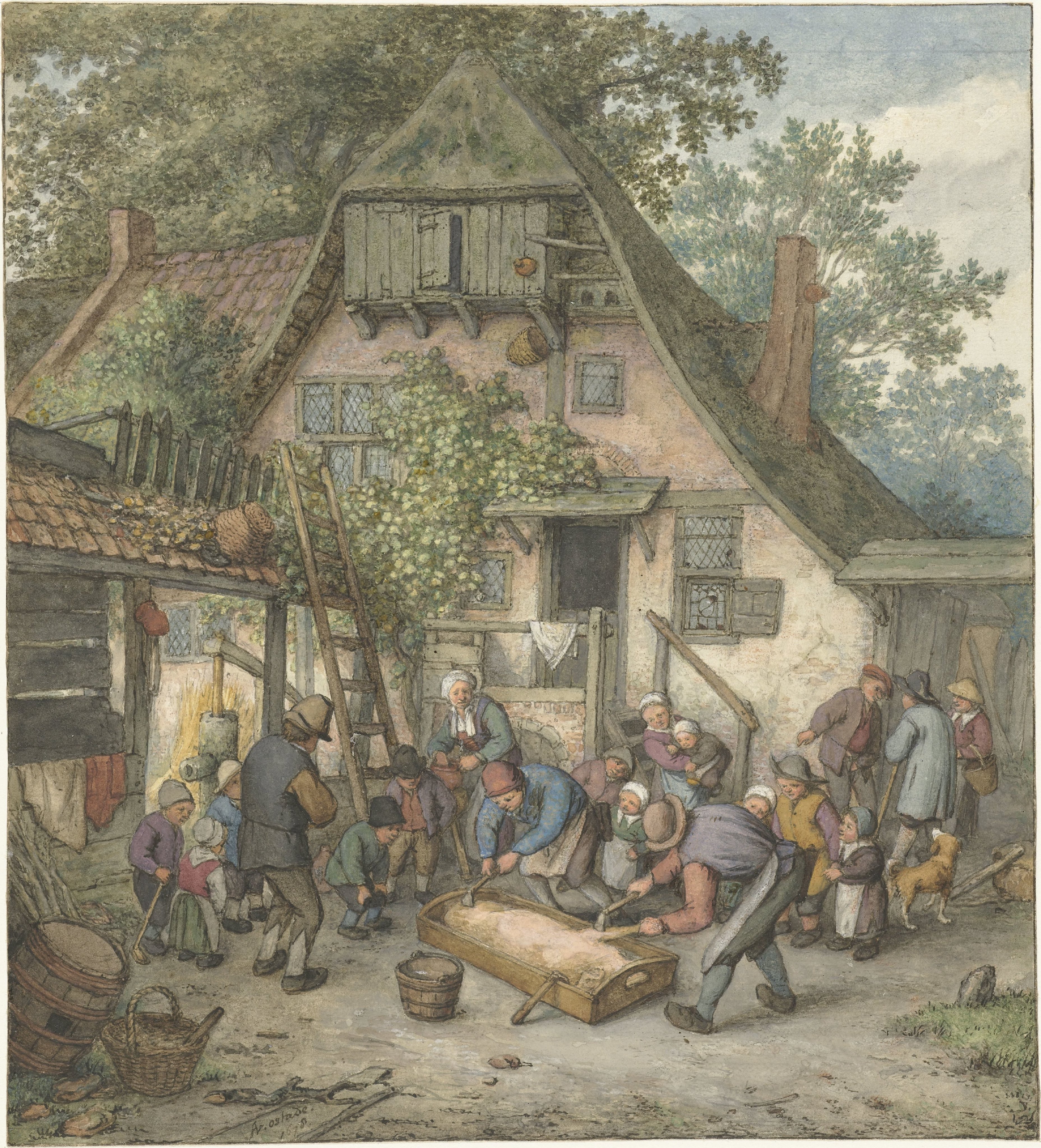 Het schrapen van een varken