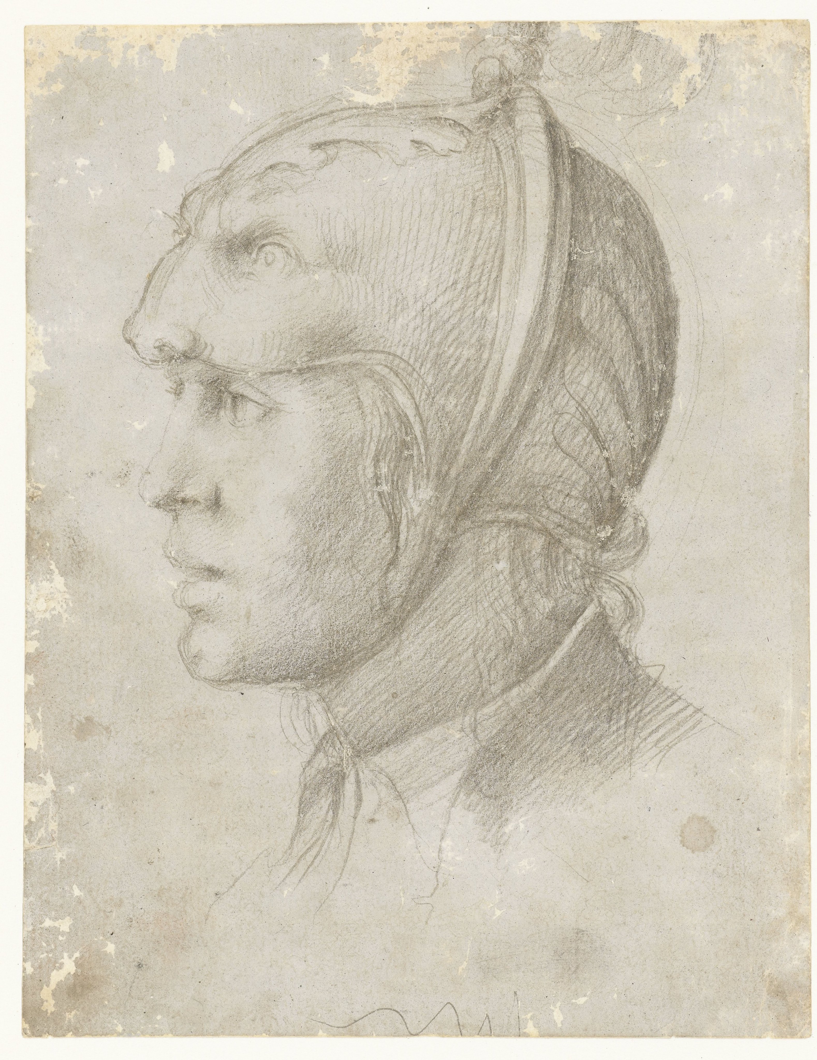 Hoofd van een man met helm