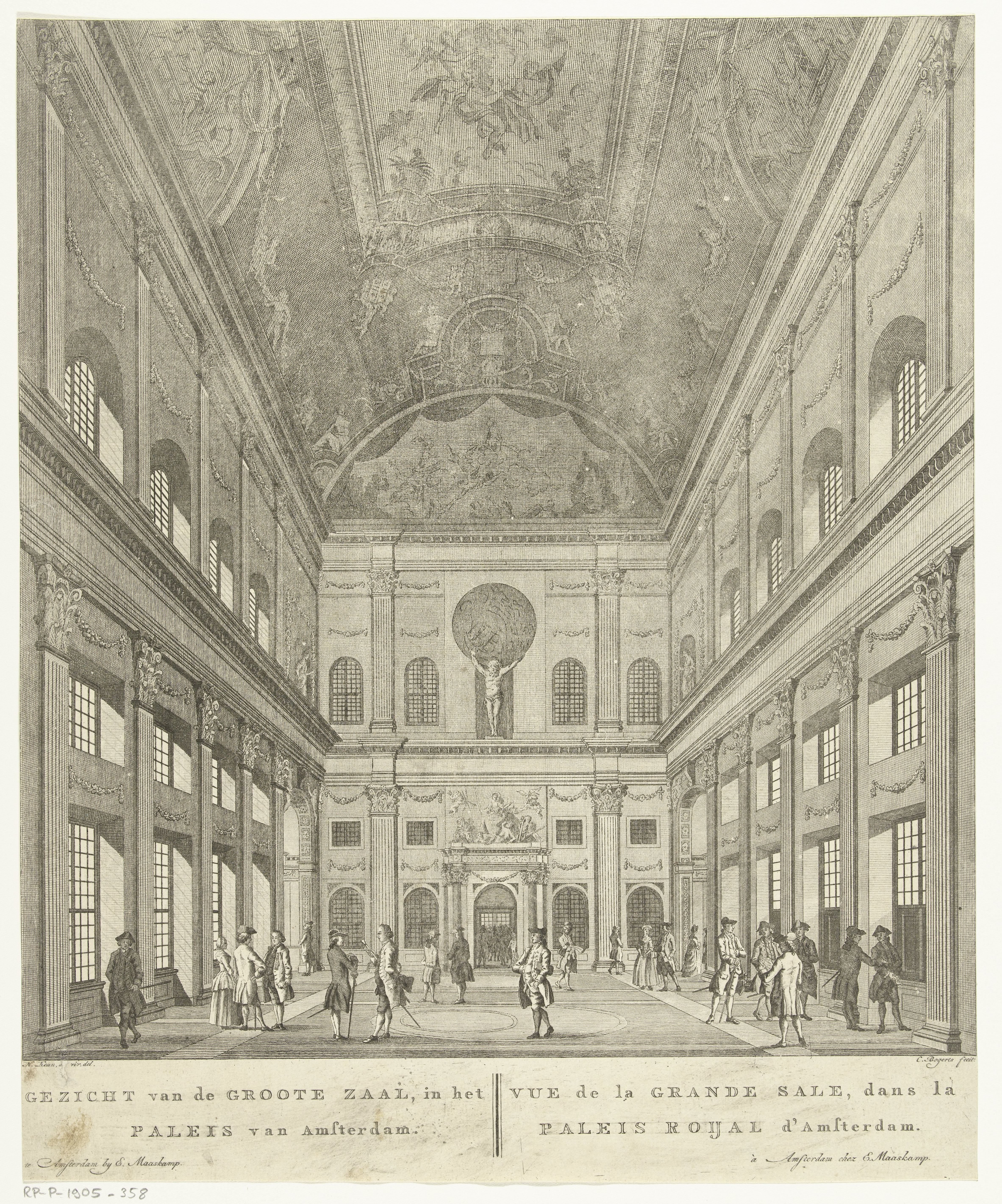 Westzijde van de Burgerzaal in het Koninklijk Paleis op de Dam