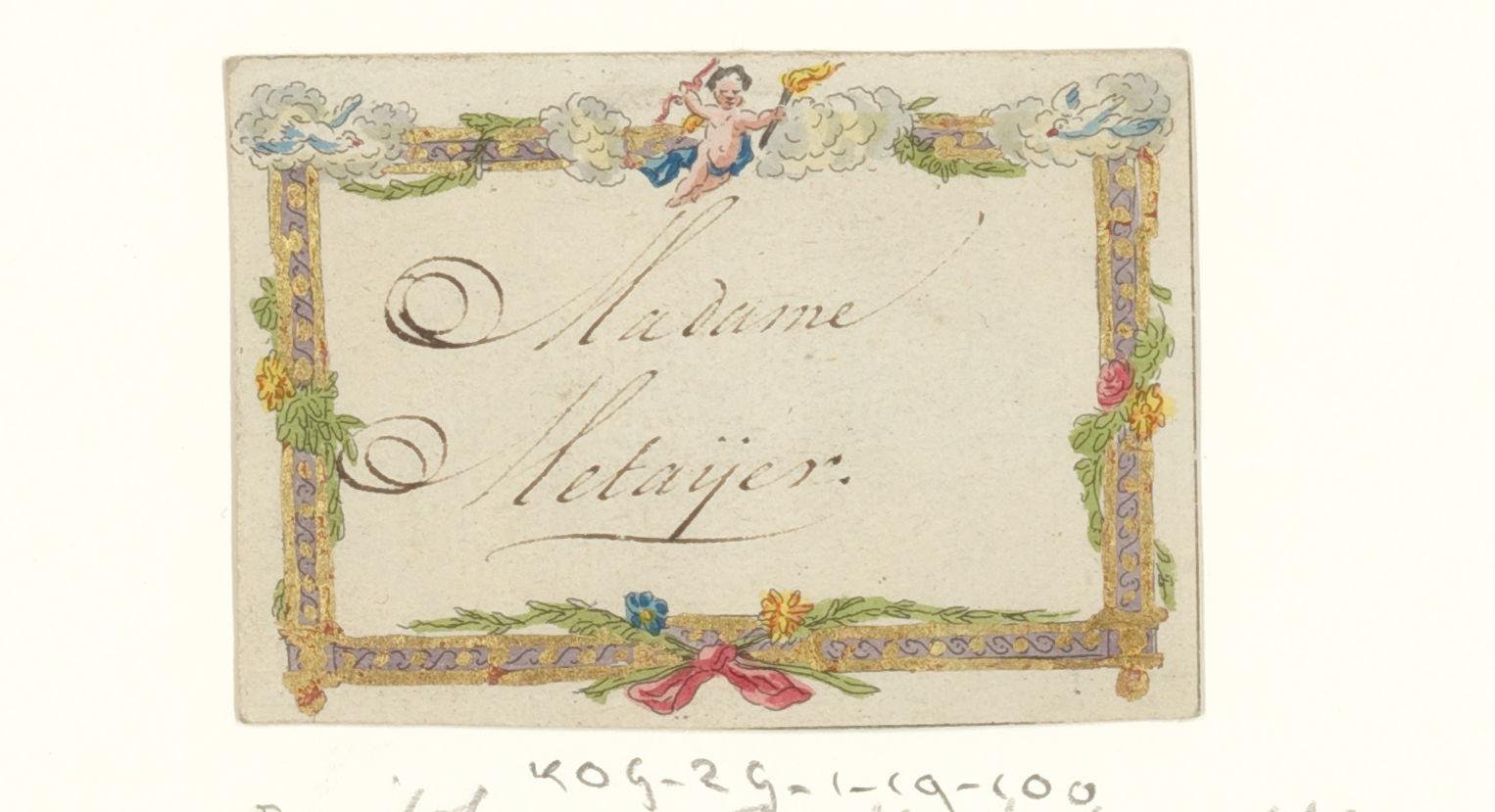 Naamkaartje voor Madame Metayer