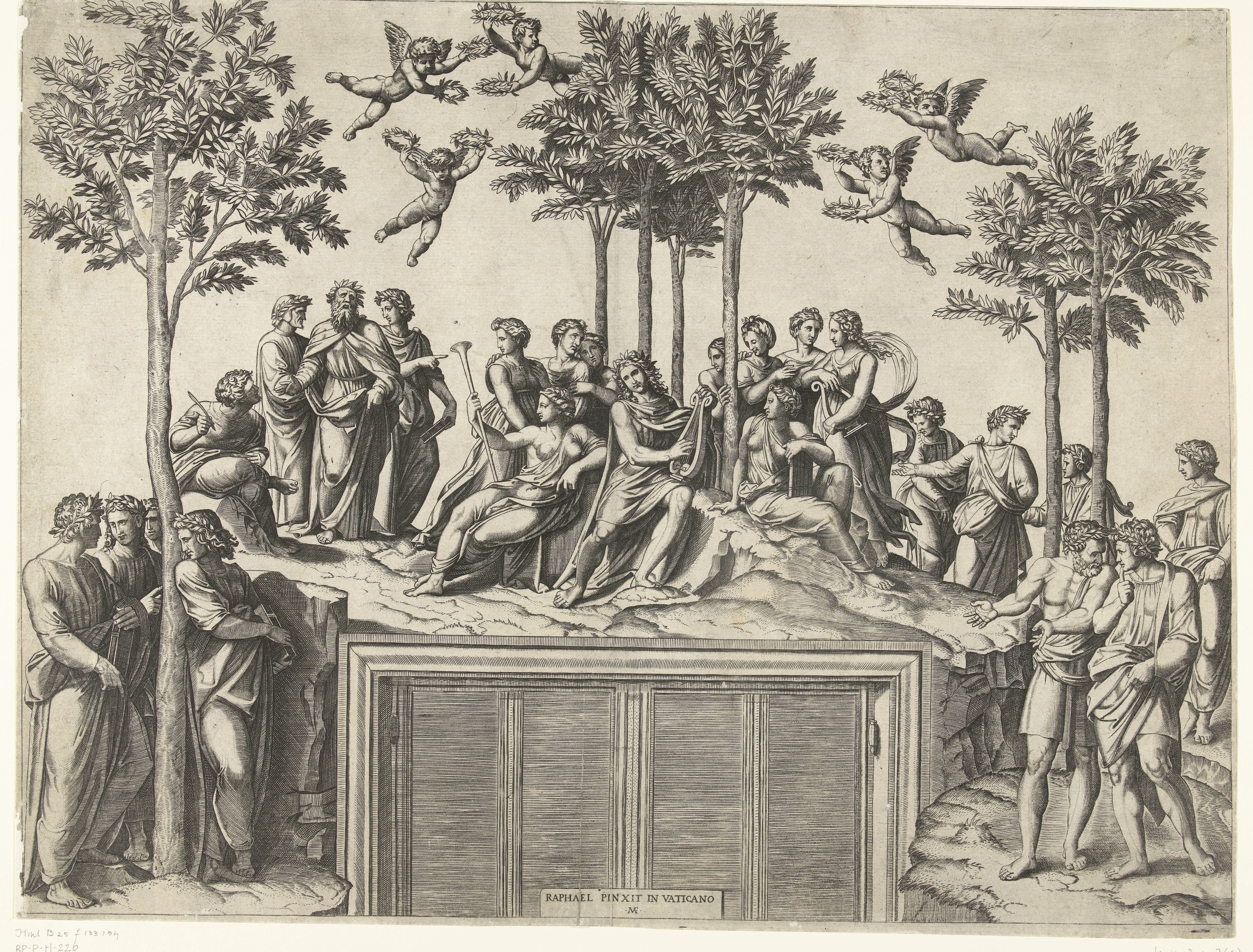 Apollo en muzen op berg Parnassus