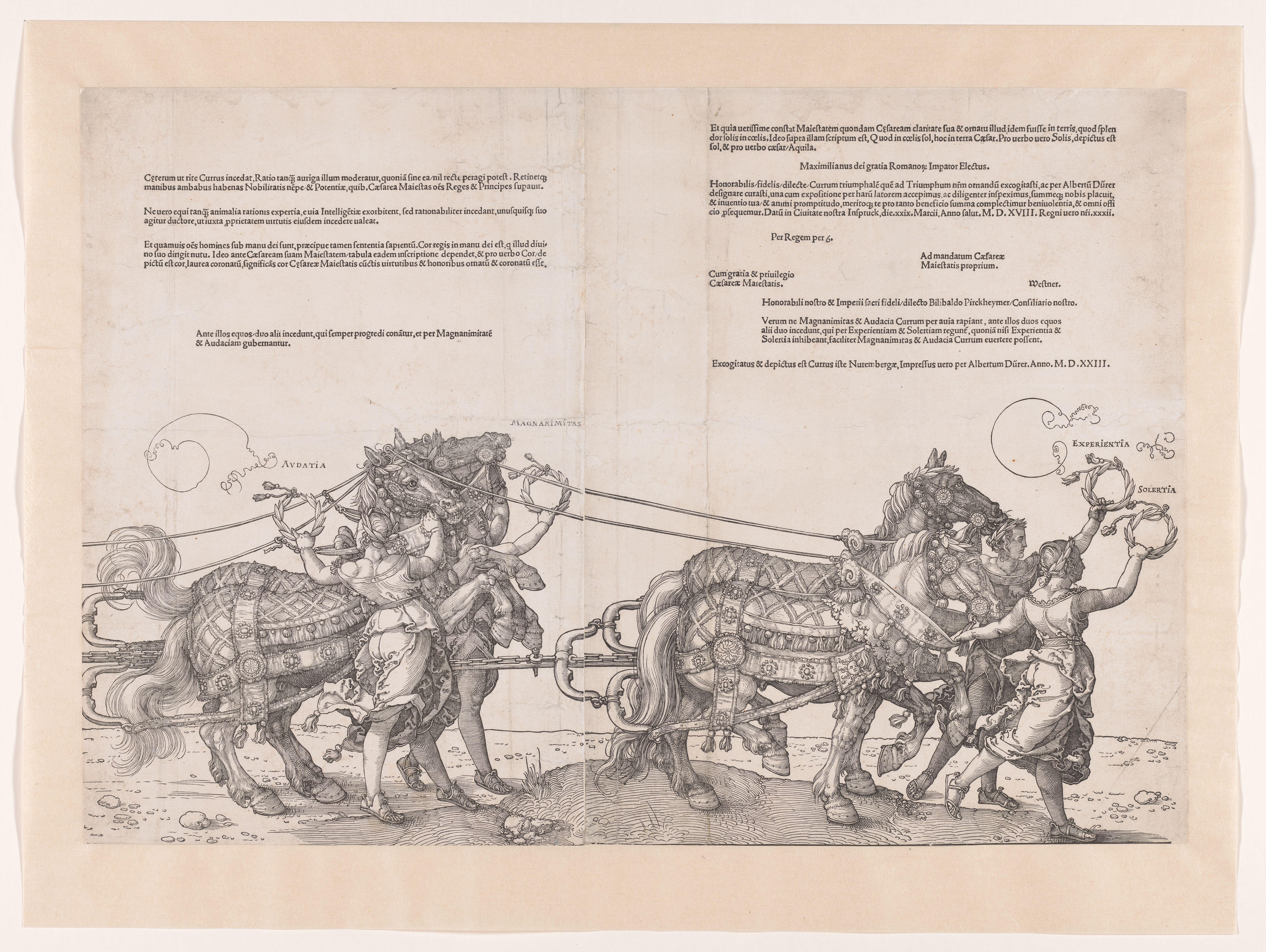 Vijfde en zesde span paarden met allegorieën