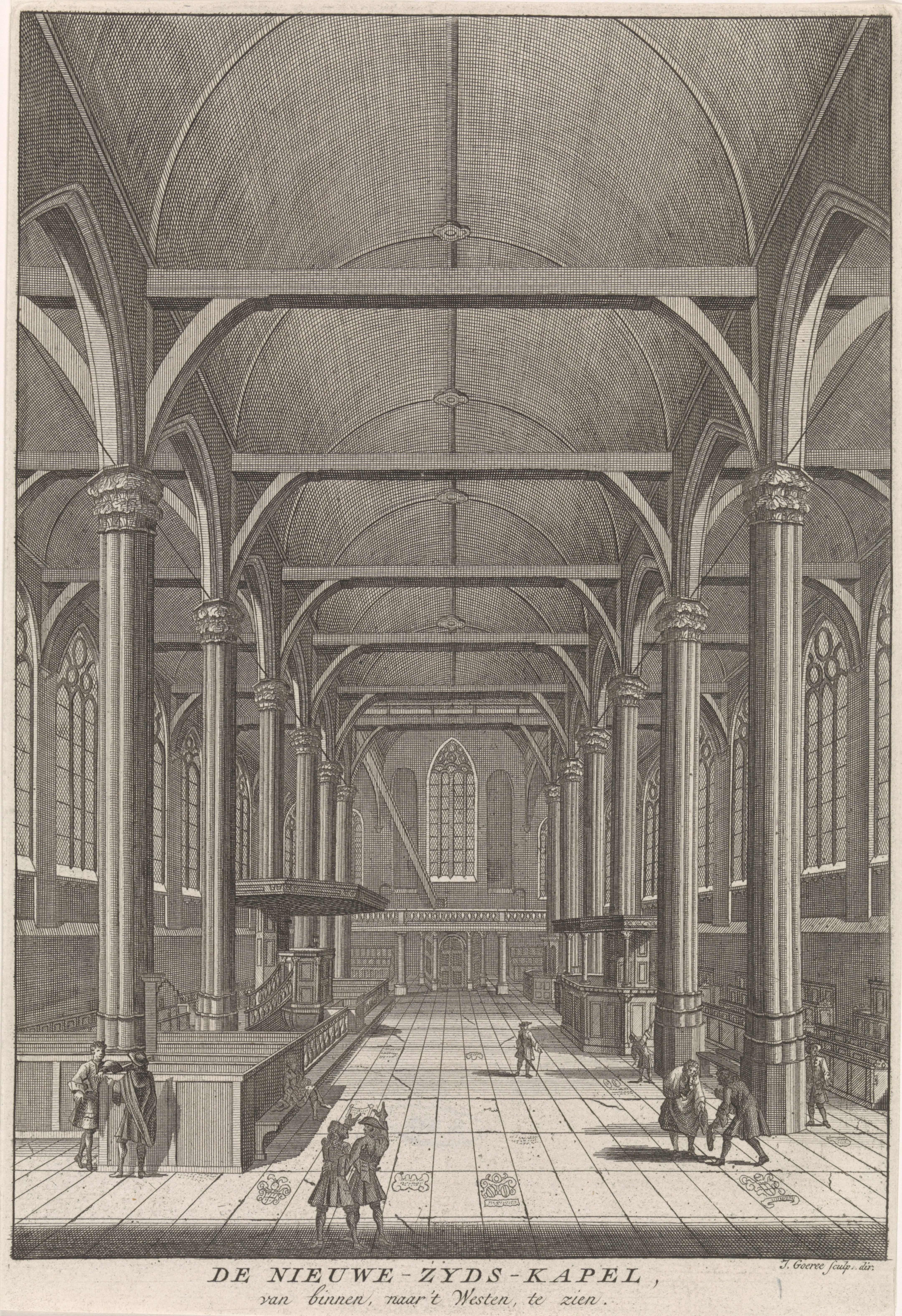 Interieur van de Nieuwezijds Kapel te Amsterdam, gezien richting het westen