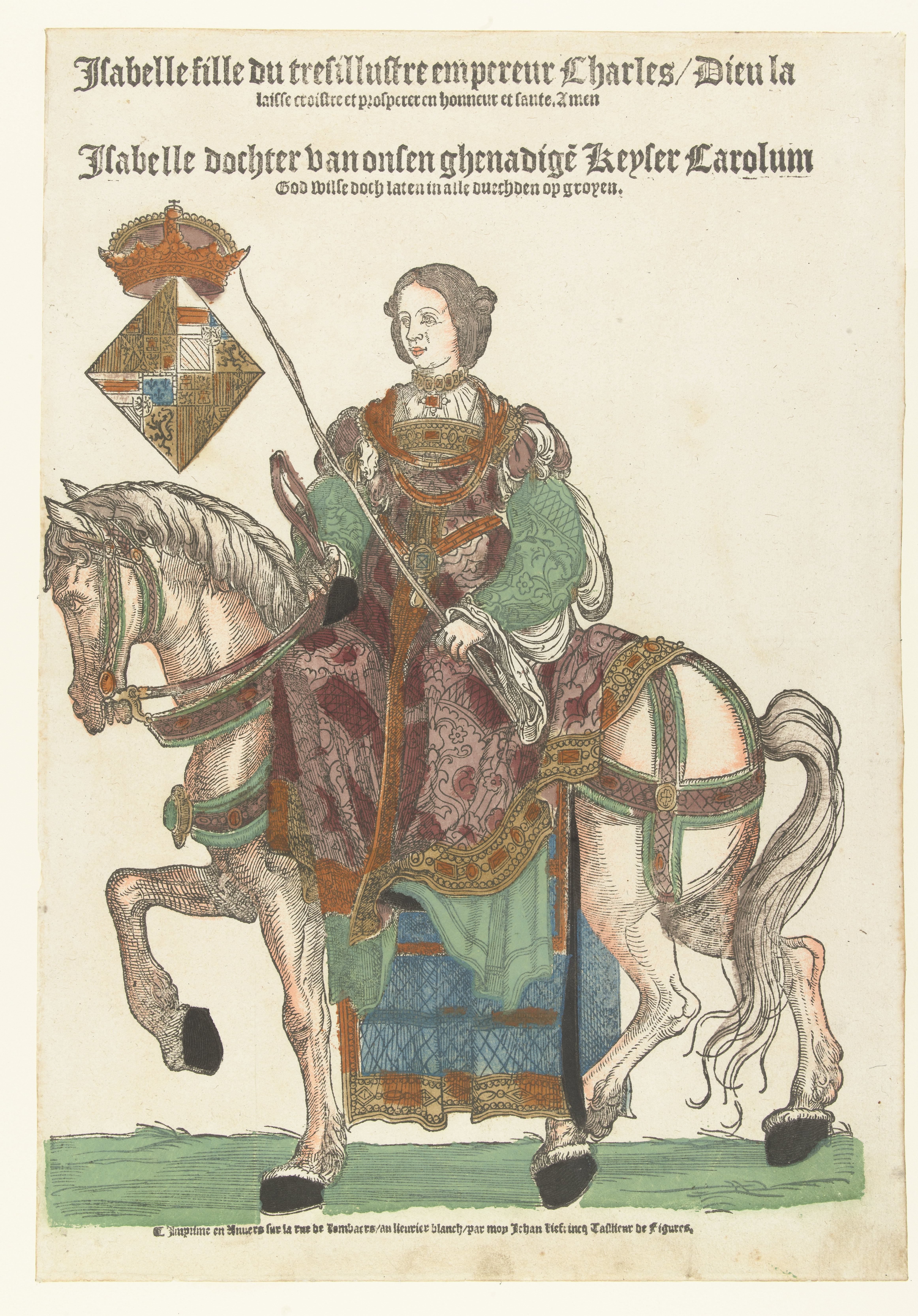 Portret van prinses Johanna van Habsburg te paard