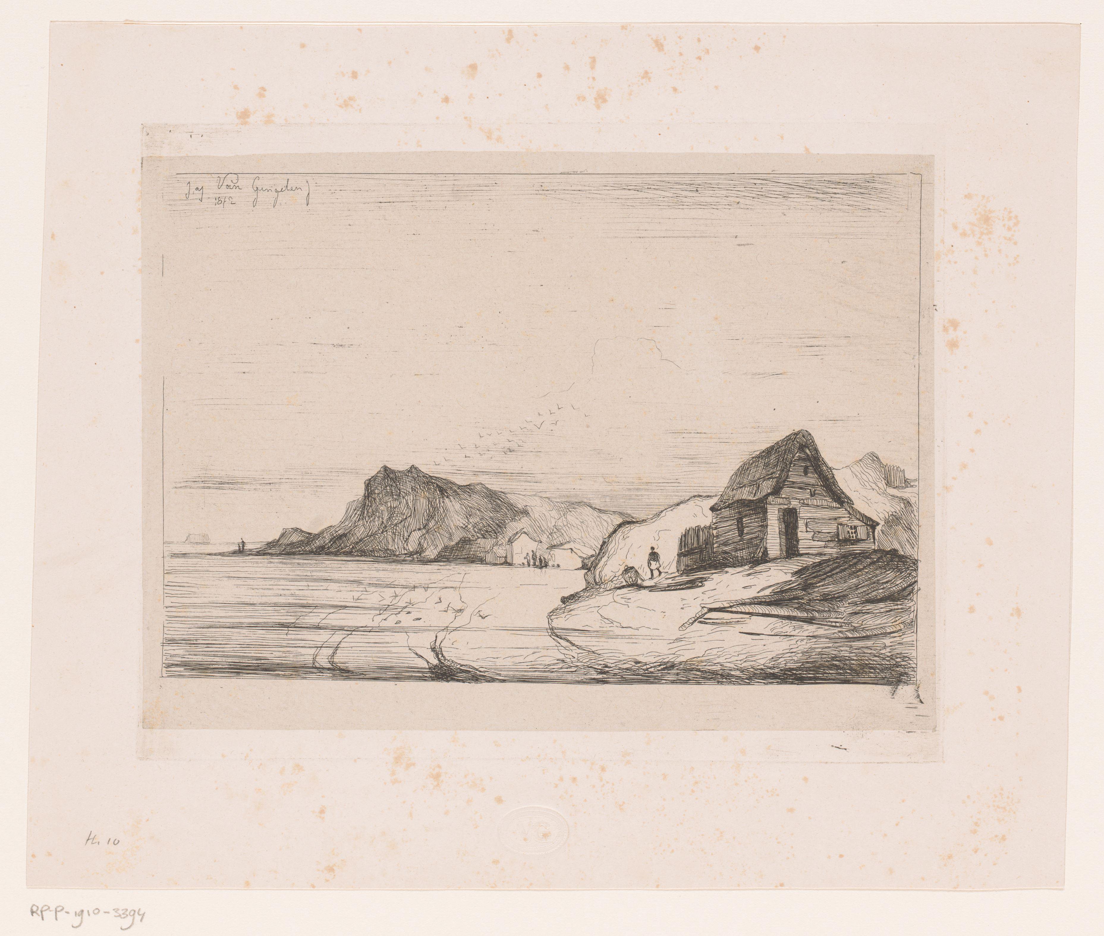 Kustlandschap met rotsen en een huis aan het water