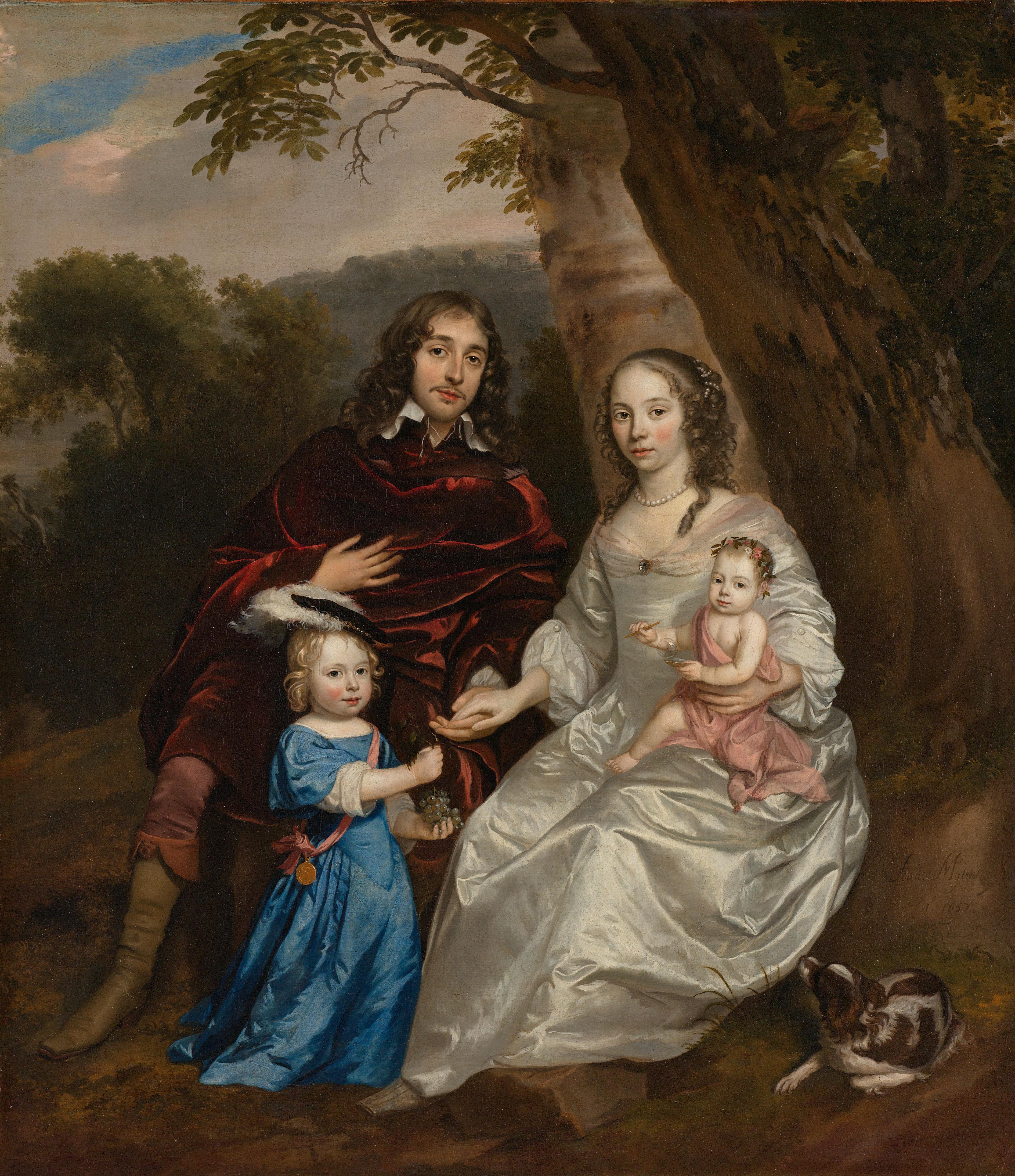 Portrait of Govert van Slingelandt (1623-1690), with his First Wife Christina van Beveren (1632-1656) and their Two Children