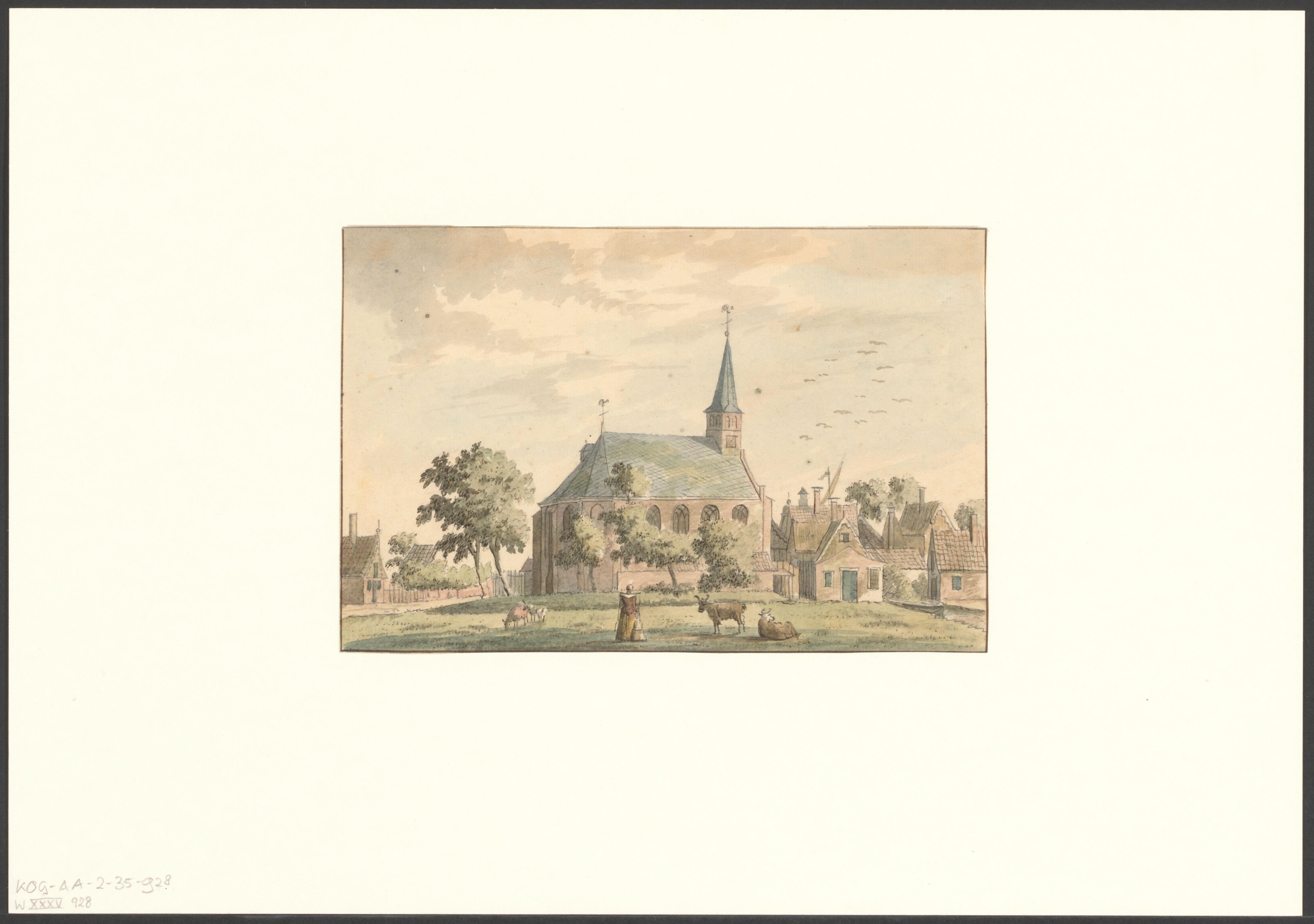 Gezicht op de hervormde kerk te West-Graftdijk