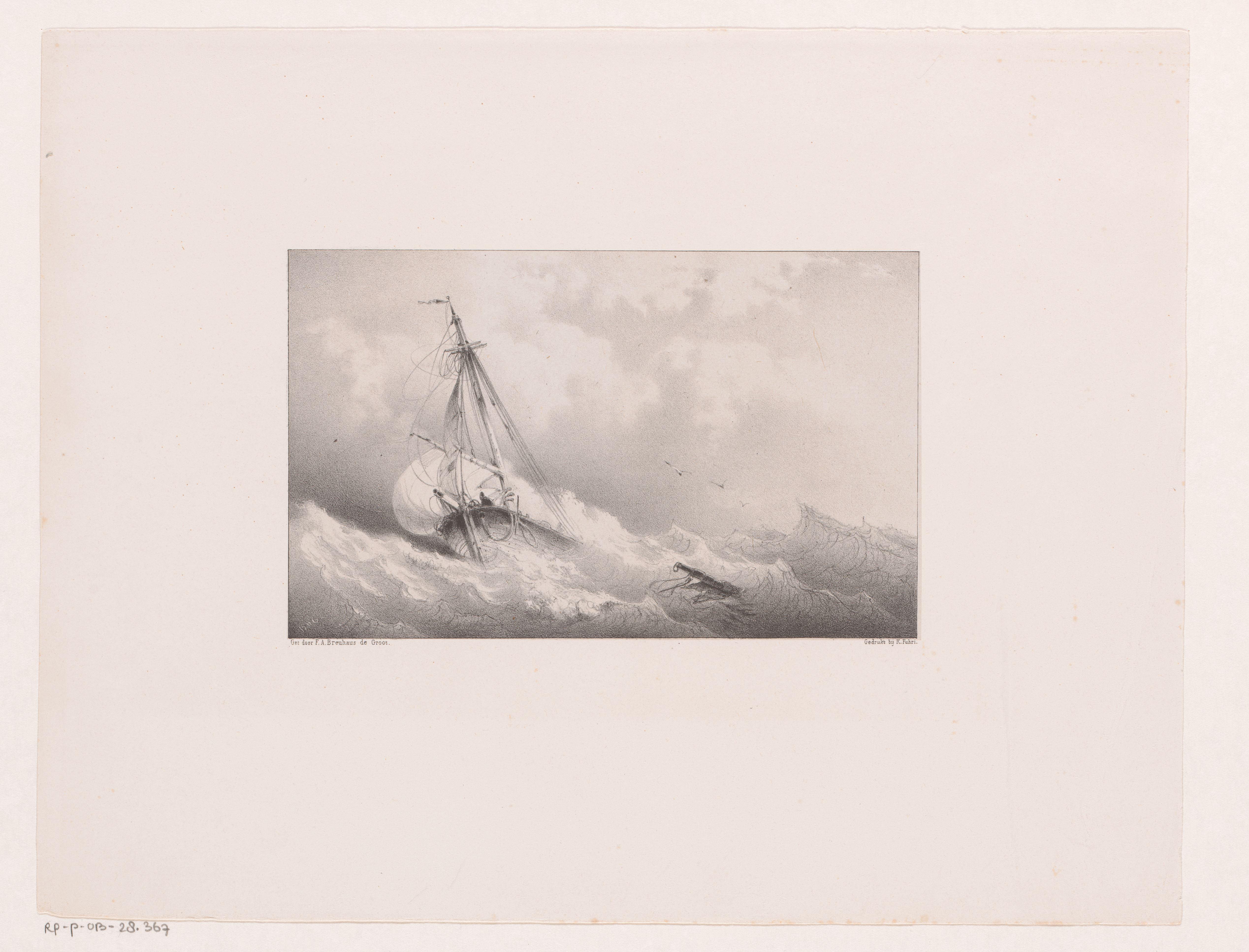 Zeilschip op hoge golven