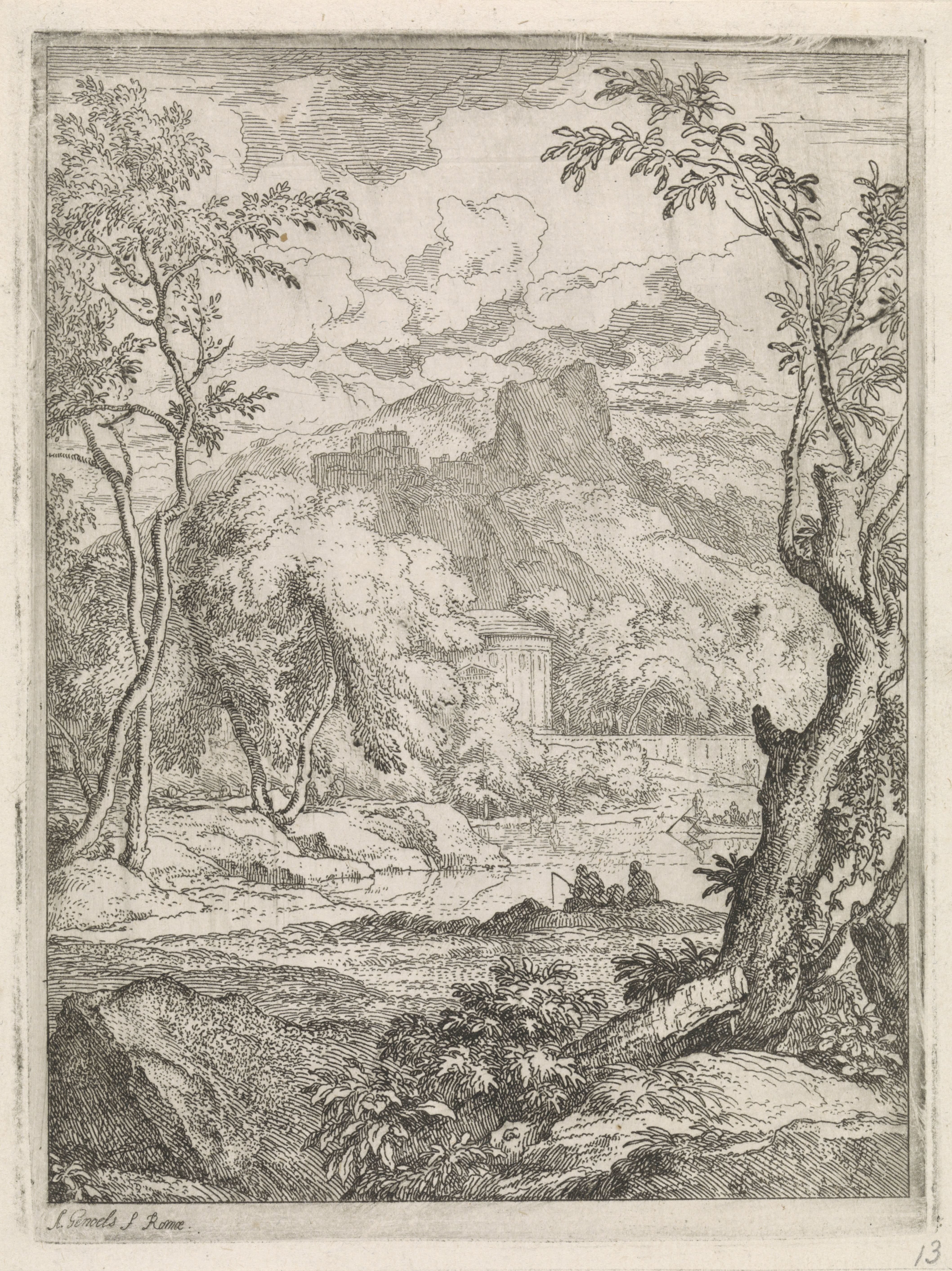 Arcadisch landschap met een meertje