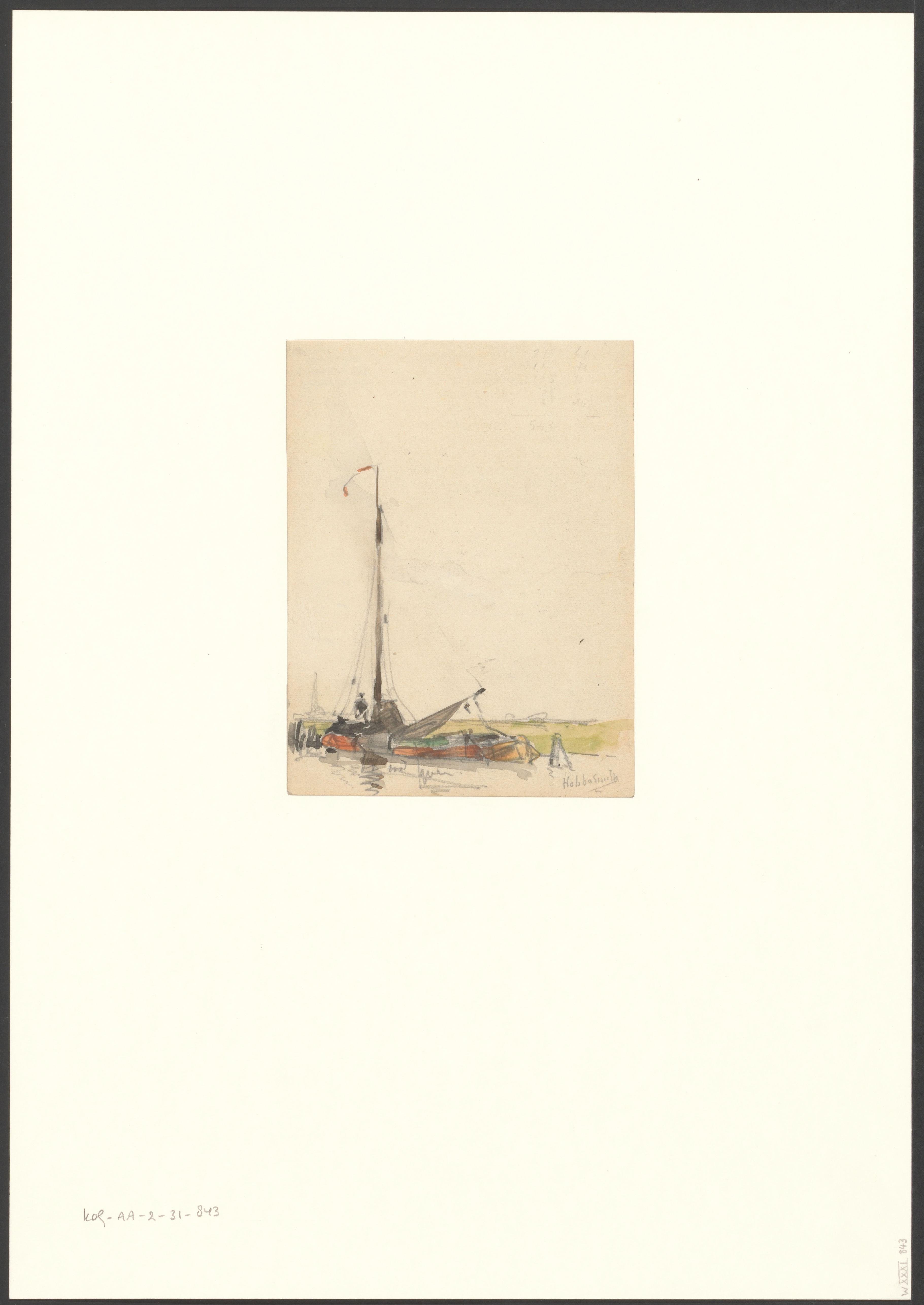 Gezicht op een zeilboot op de Schinkel