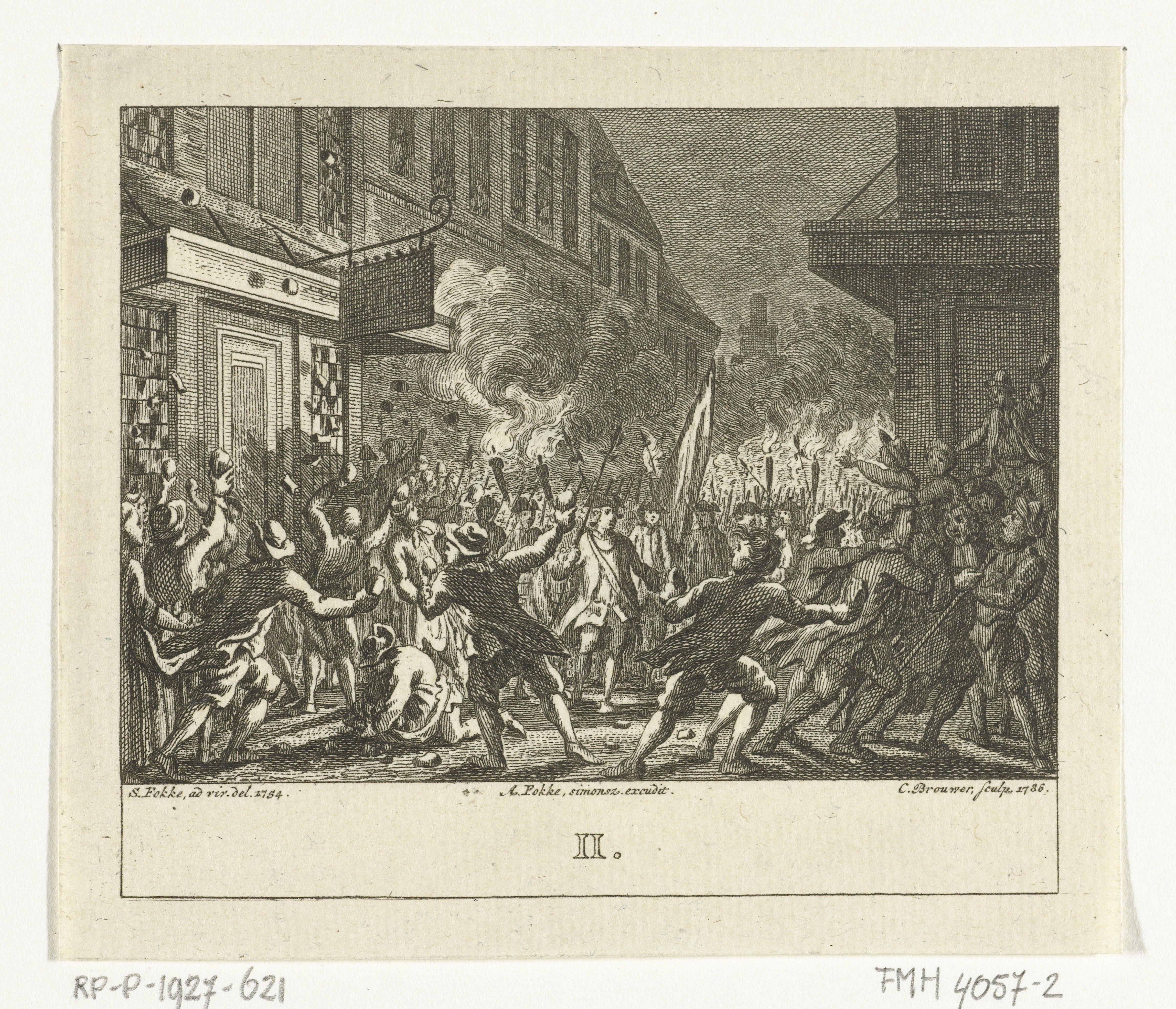 Opstand bij de begrafenis van Daniël Raap voor zijn sterfhuis te Amsterdam in 1754