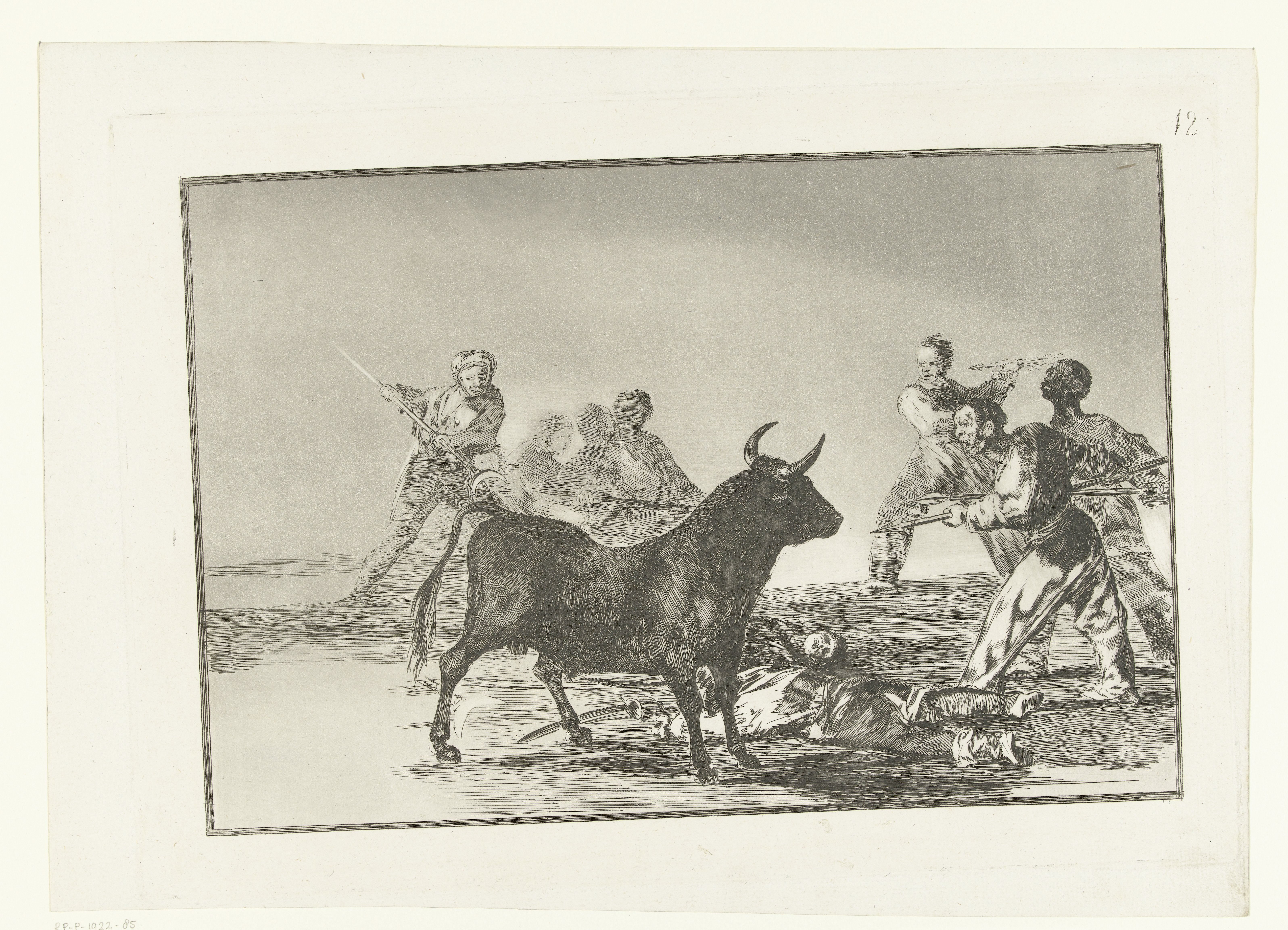 Stierenvechters rondom een stier