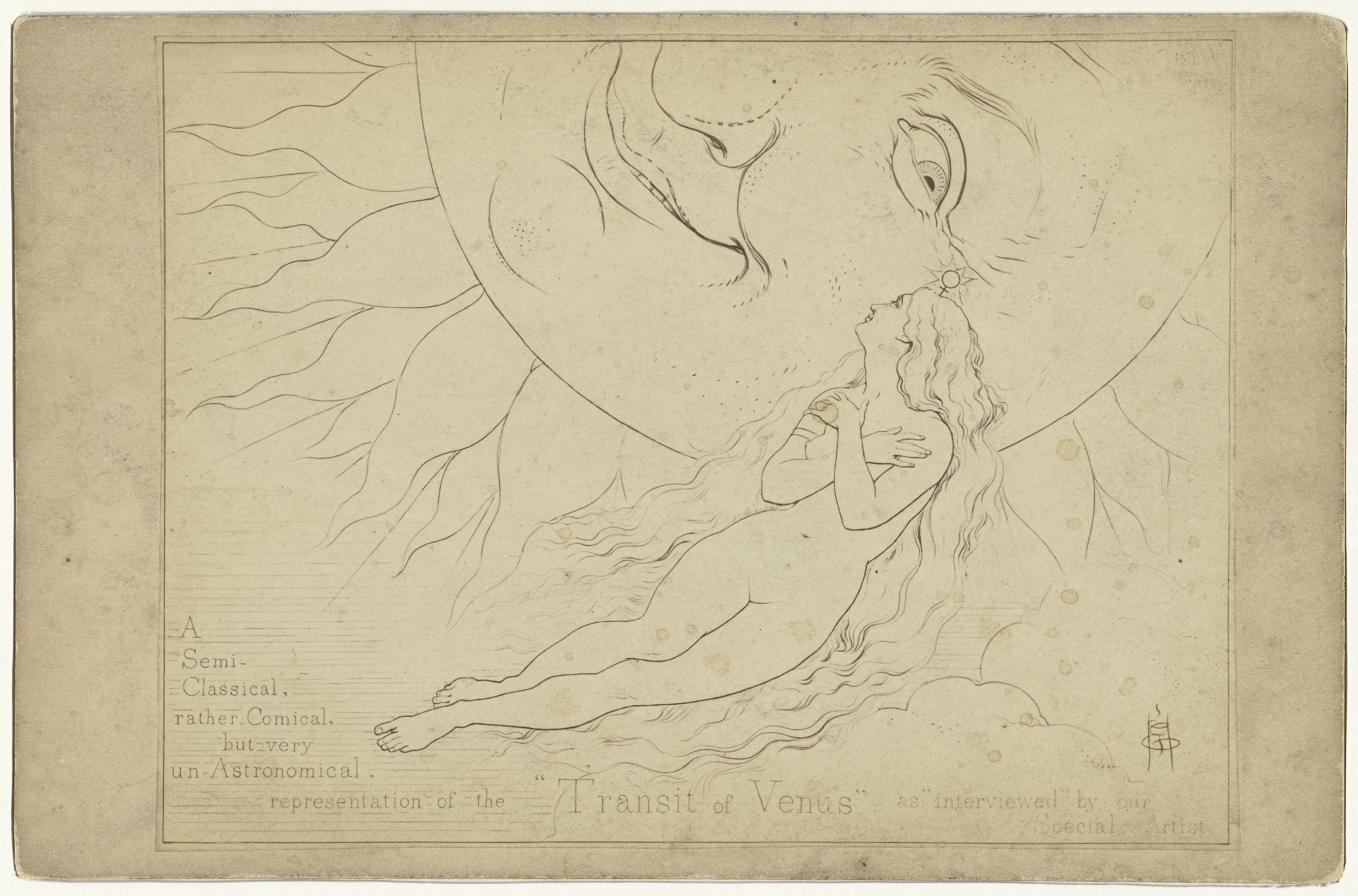 Fotoreproductie van een tekening van een liggende Venus