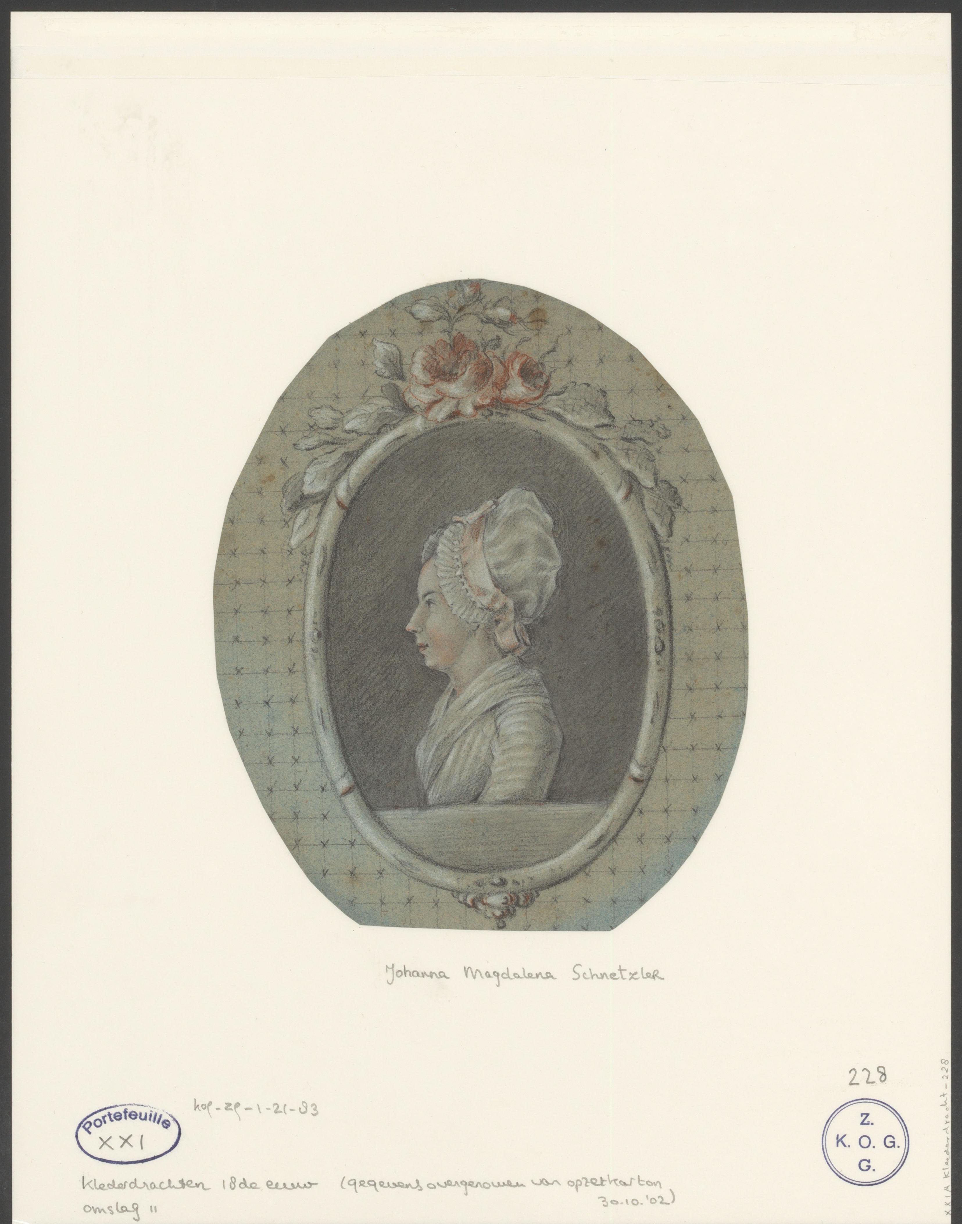 Portret van Johanna Magdalena Schnetzler