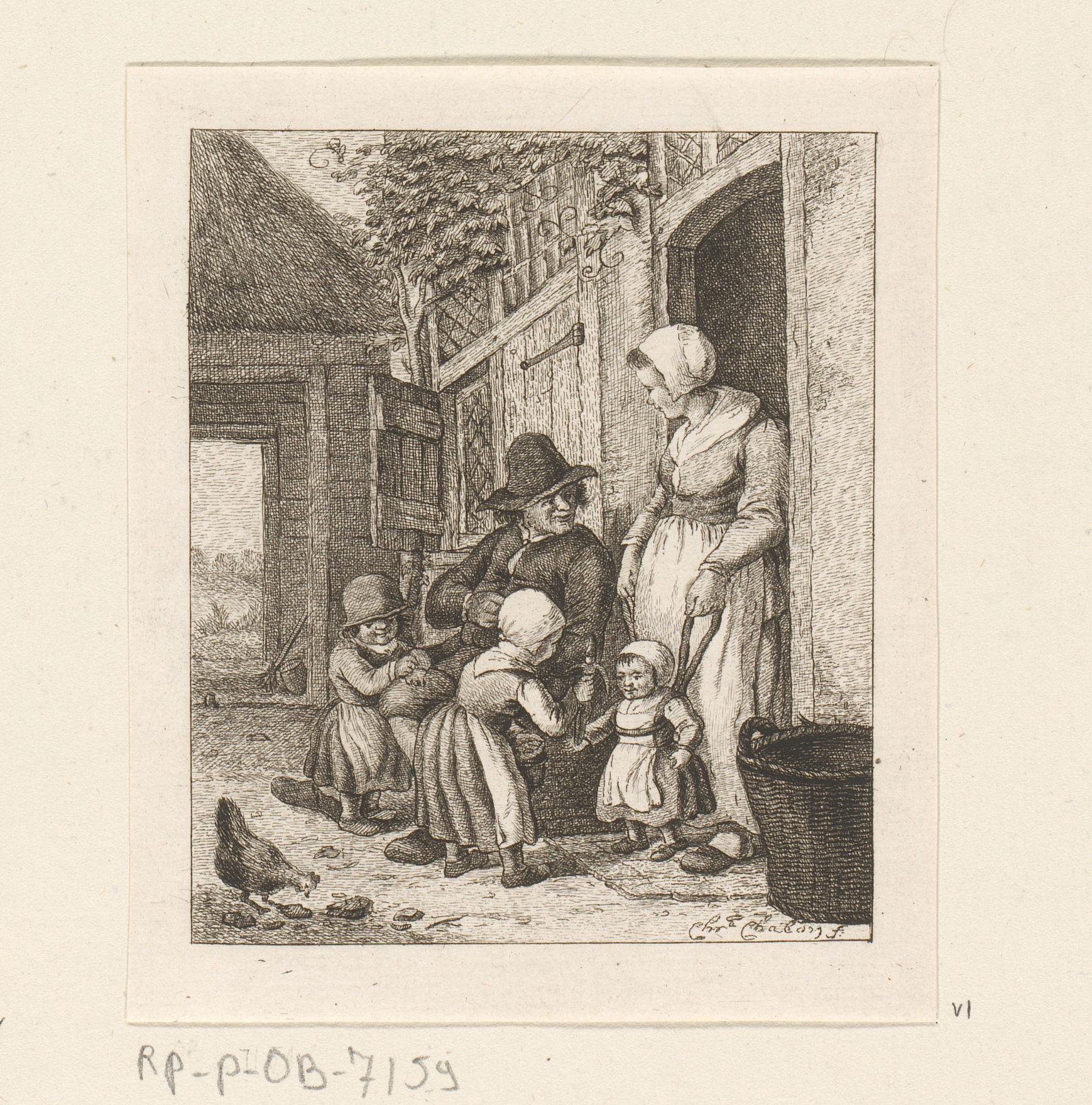 Gezin voor een huis