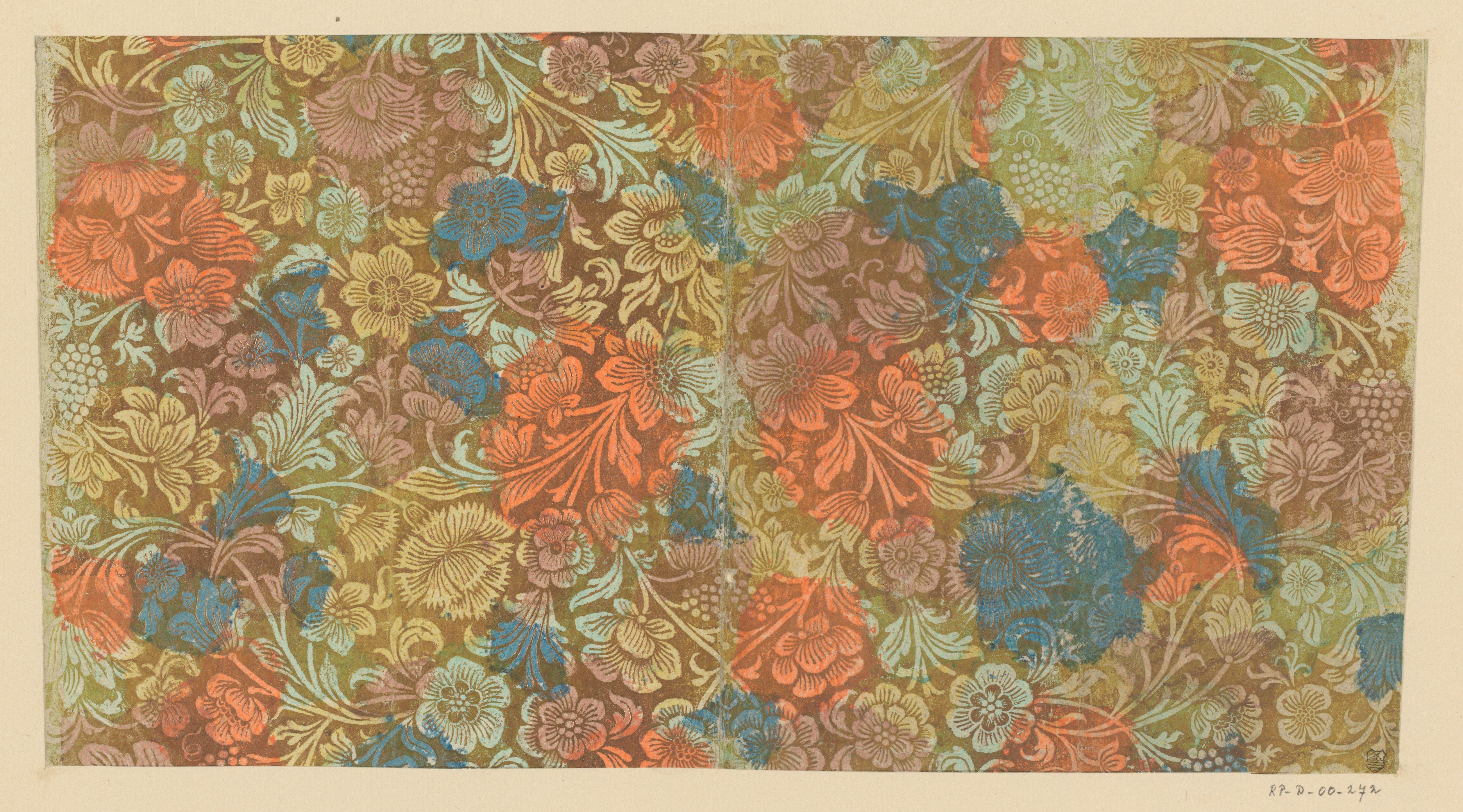Blad met bloemen en vruchten