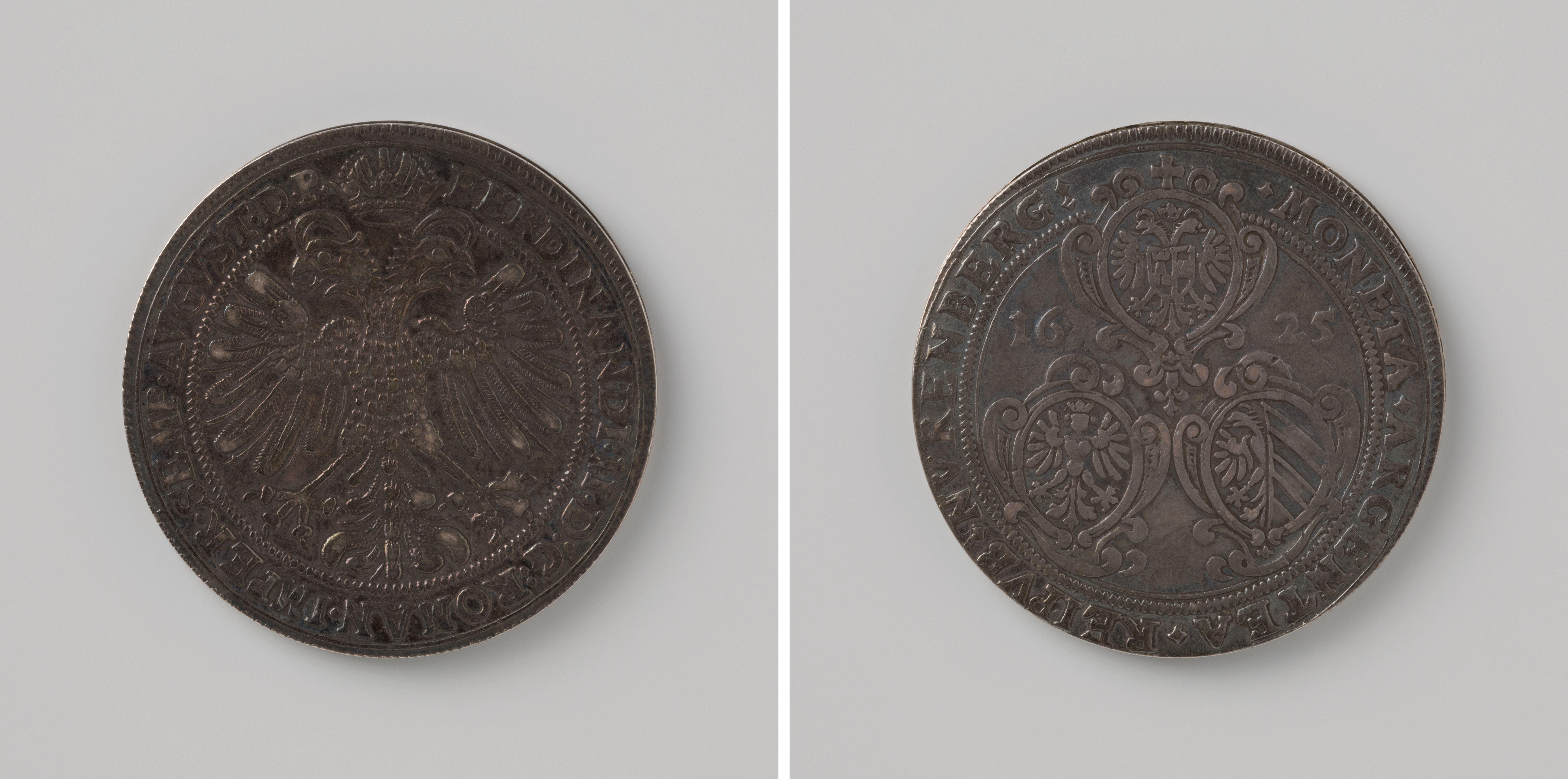 Schroefthaler uit de rijksstad Neurenberg op naam van keizer Ferdinand II, 1625
