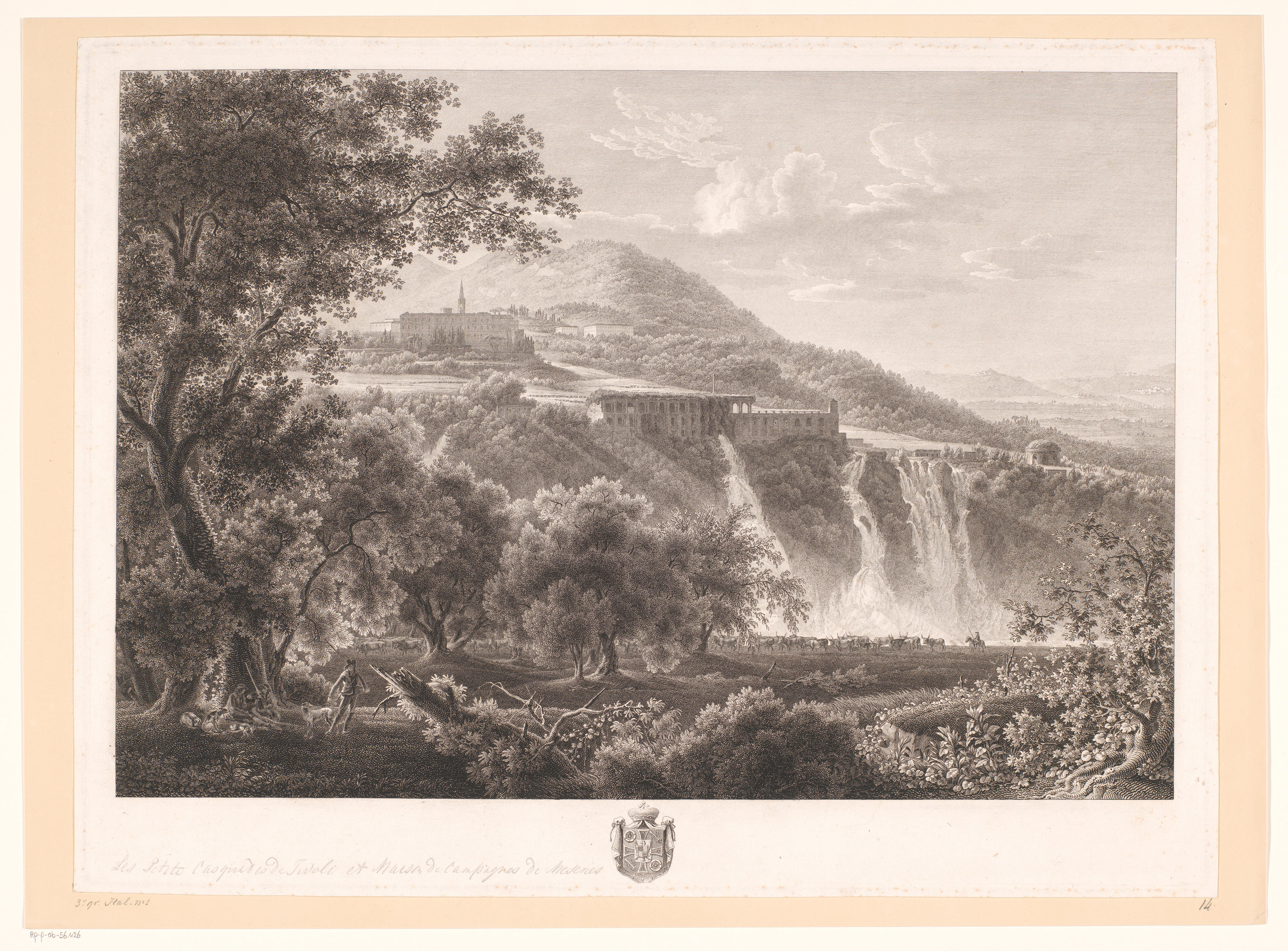 Landschap met de kleine watervallen van Tivoli