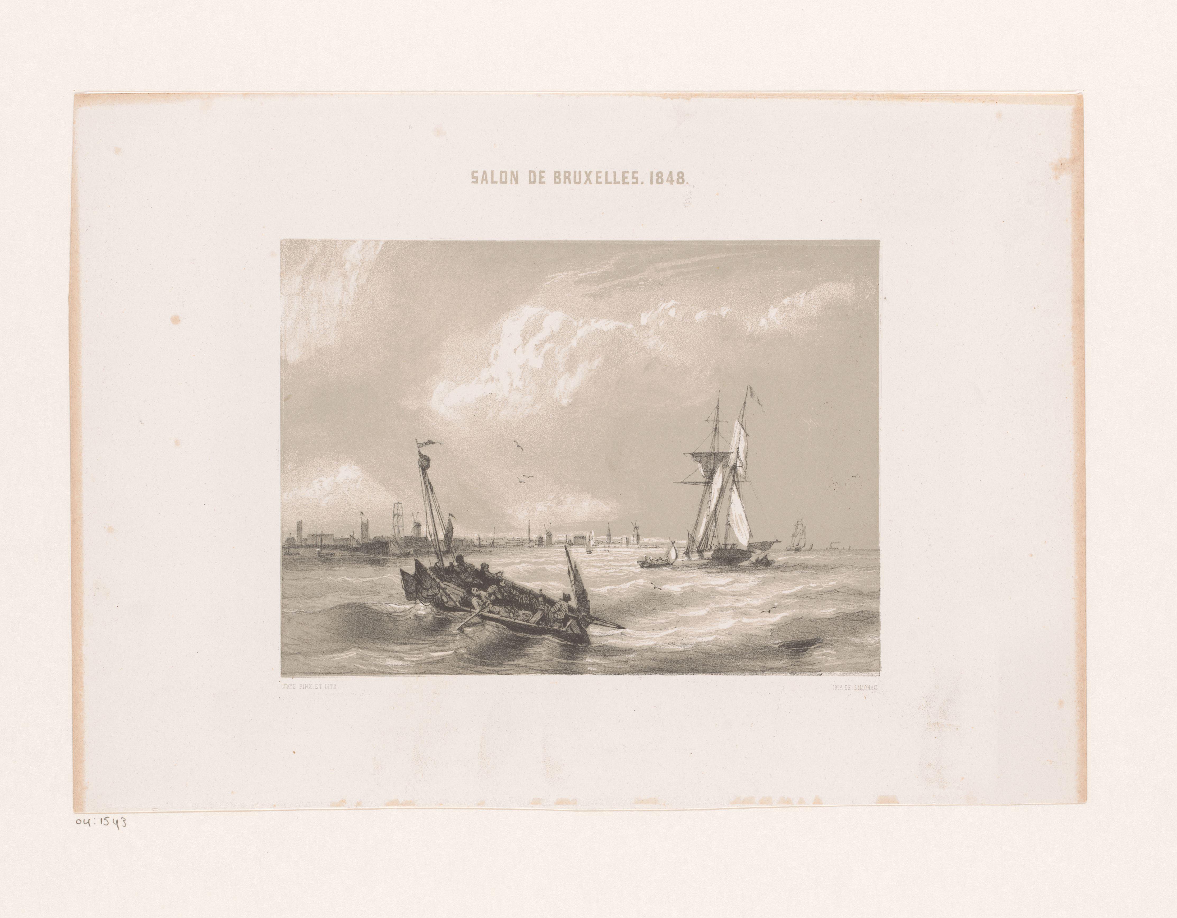 Gezicht op een stad gelegen aan het water met schepen en boten op zee