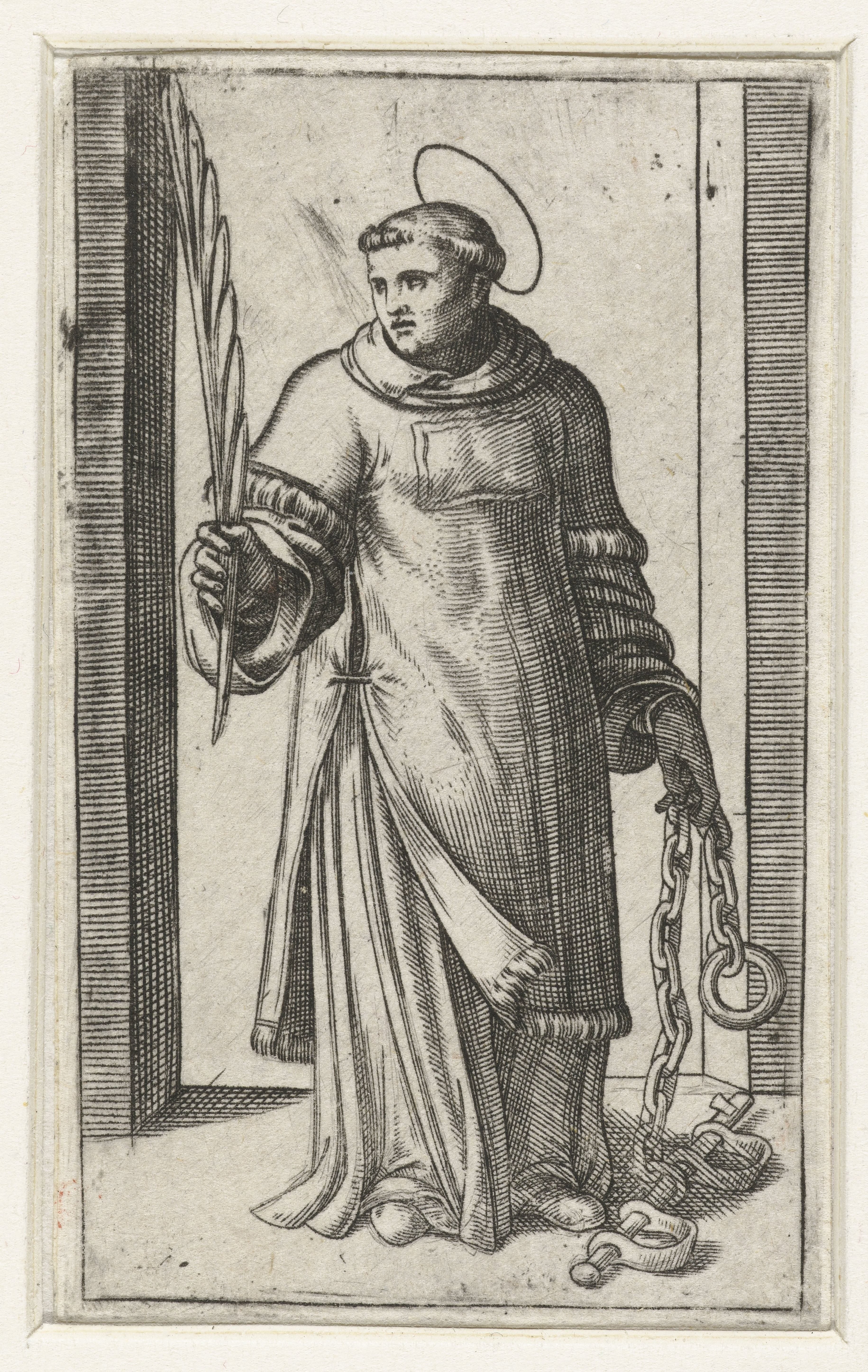 Heilige Leonardus als diaken met boeien