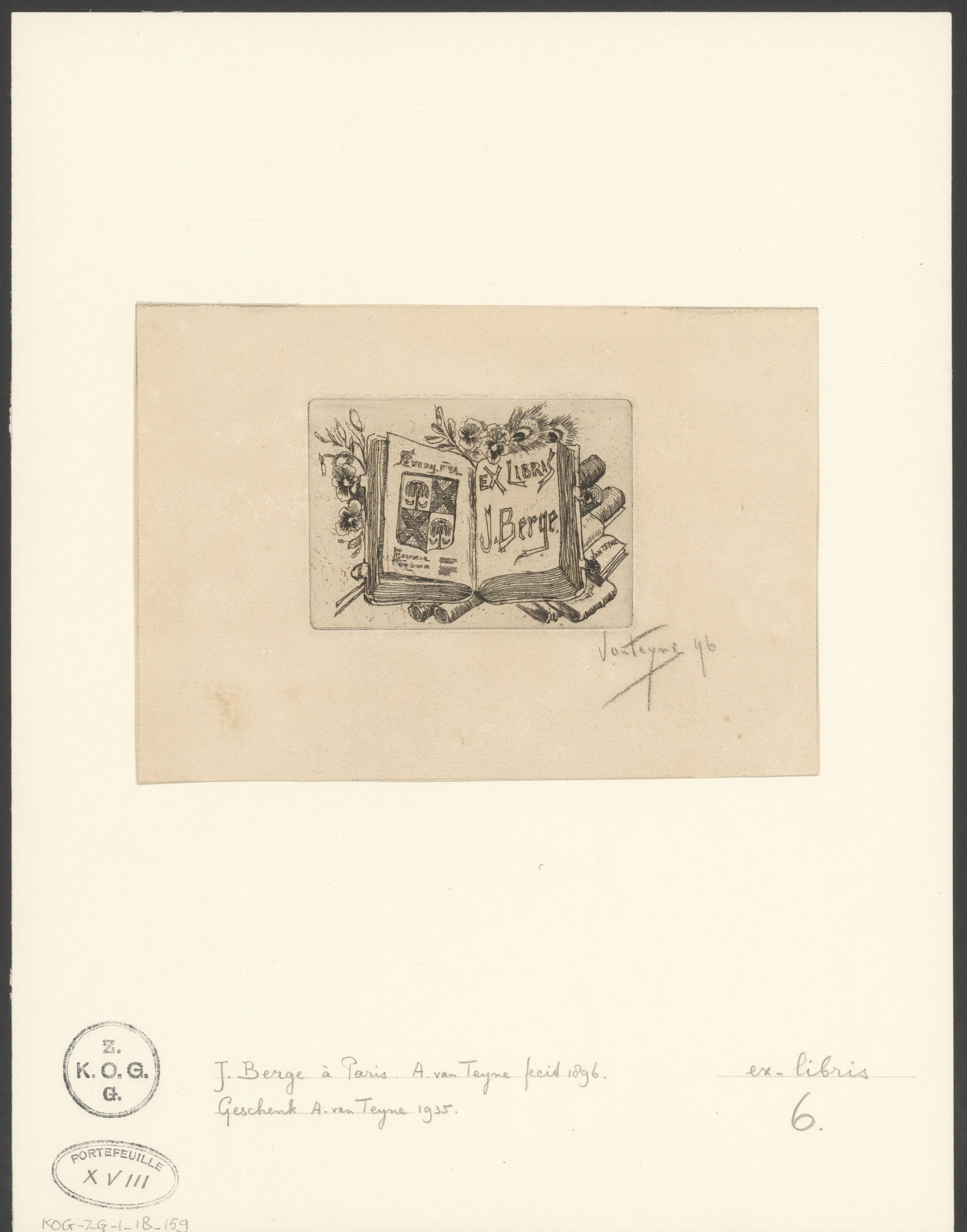 Ex libris van J. Berge