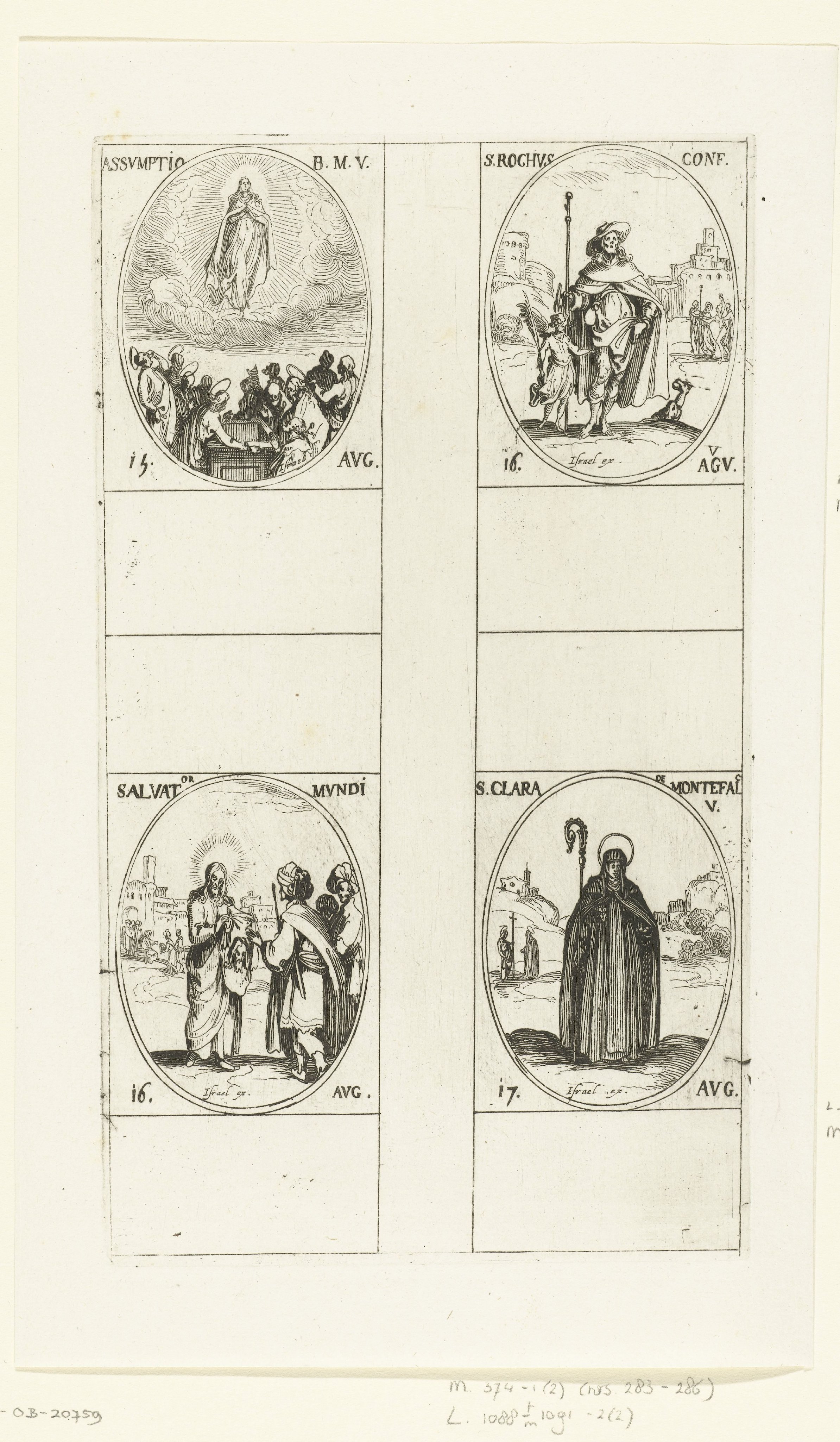Hemelvaart van Maria (Maria-Tenhemelopneming), Heilige Rochus van Montpellier, het kleed van Edessa, Heilige Clara van Montefalco (15-17 augustus)
