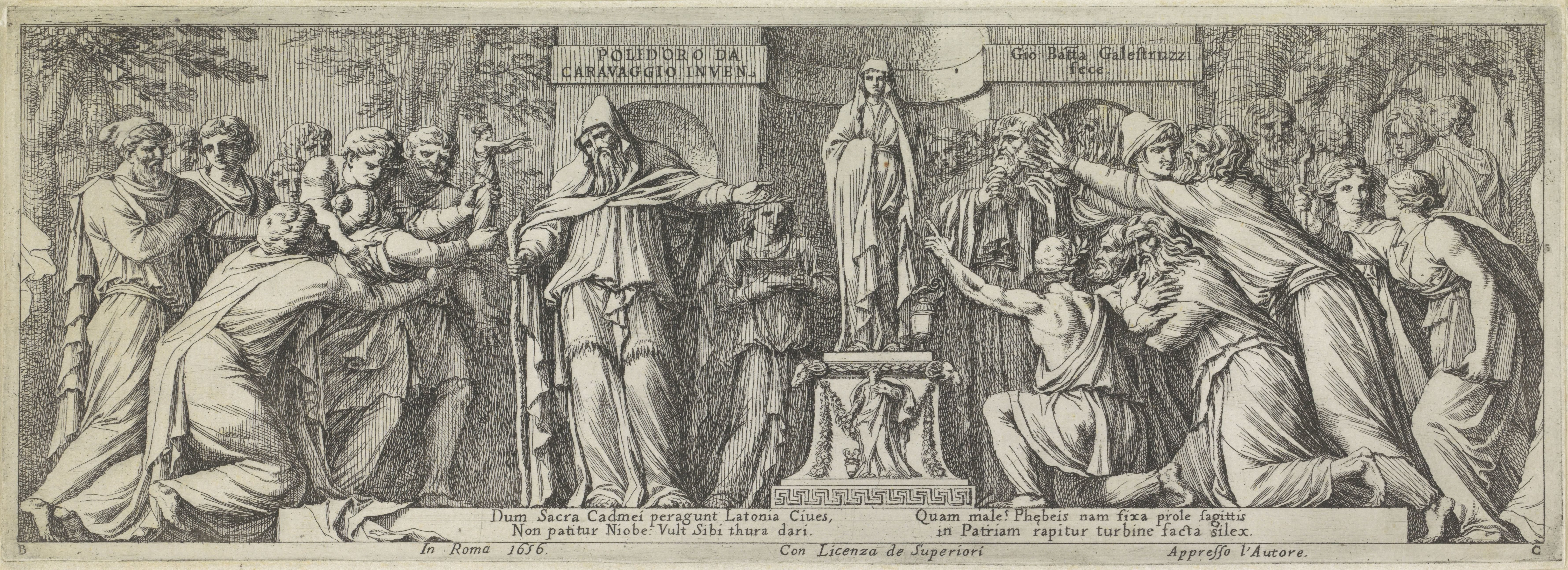 Beeld van Niobe aanbeden