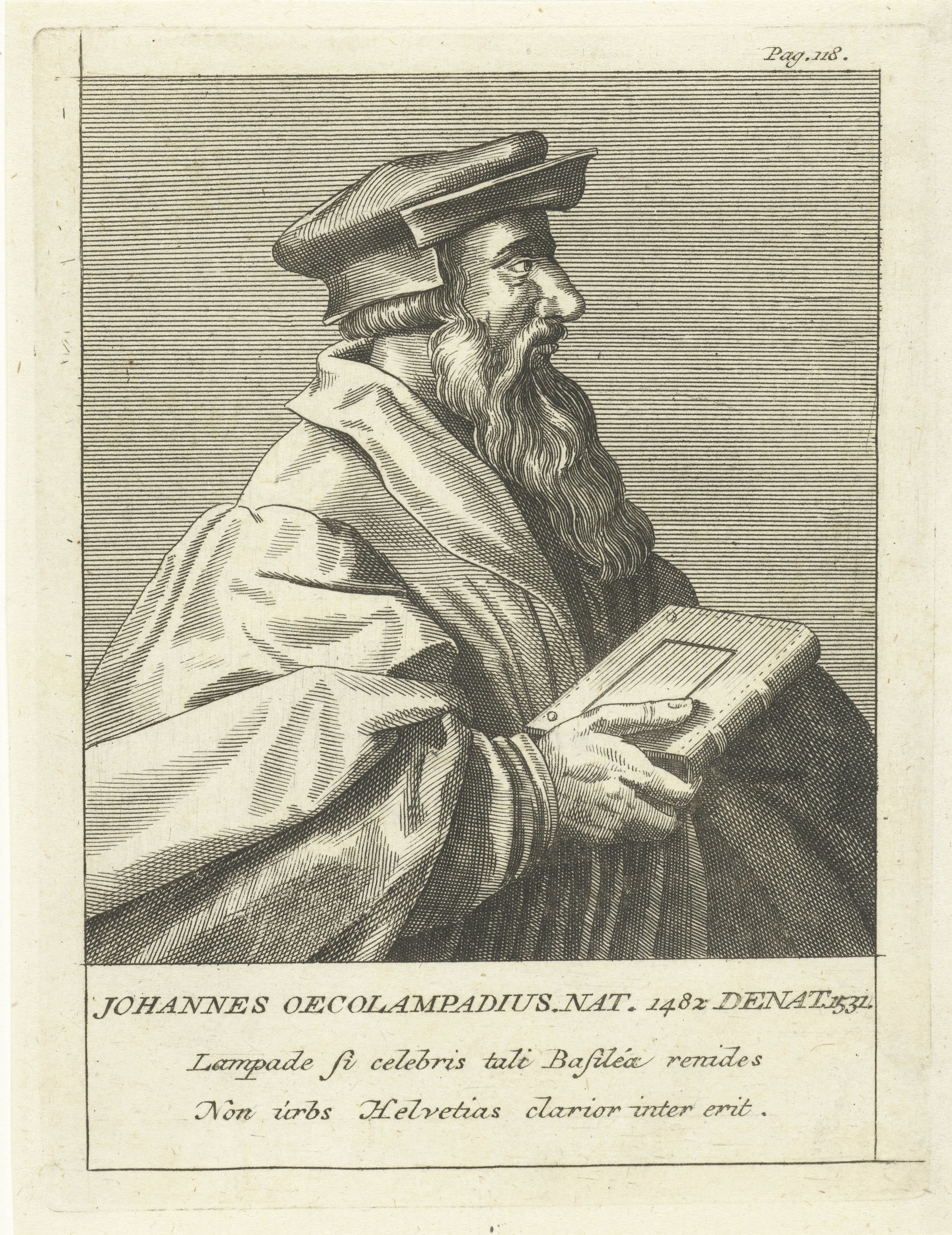 Portret van Duitse kerkhervormer Johannes Oecolampadius
