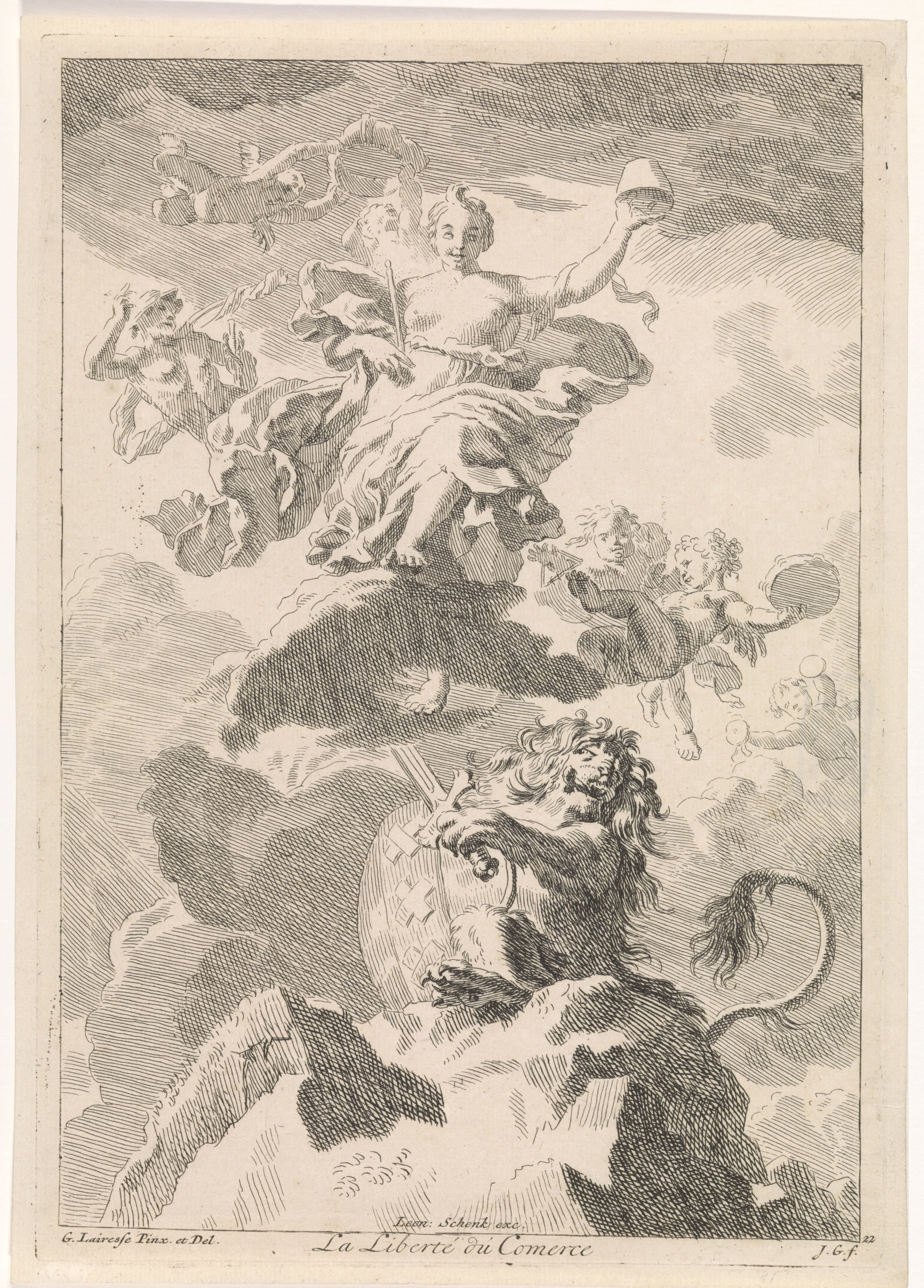 Allegorie op de vrije handel: de Bataafse leeuw
