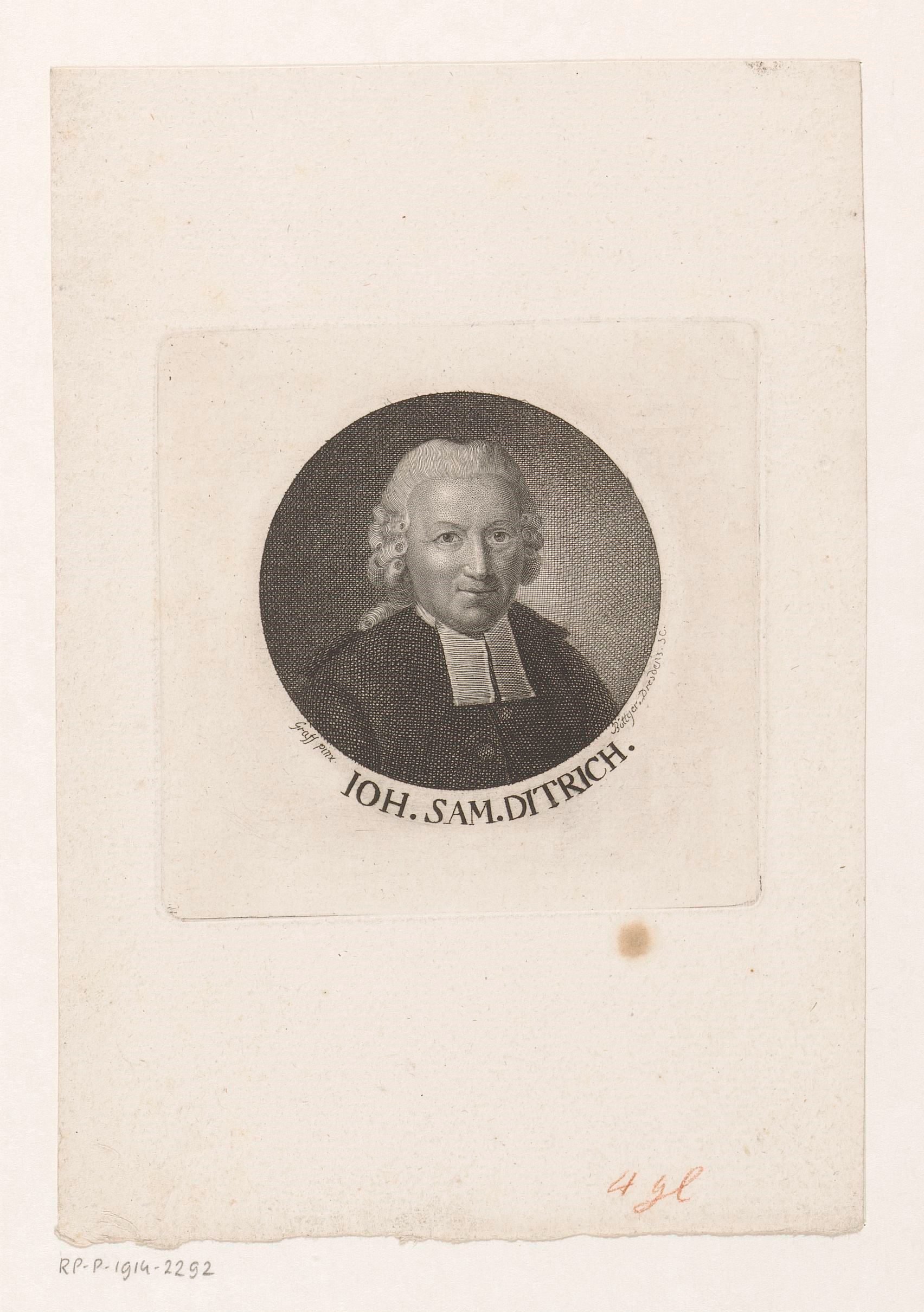 Portret van Johann Samuel Diterich