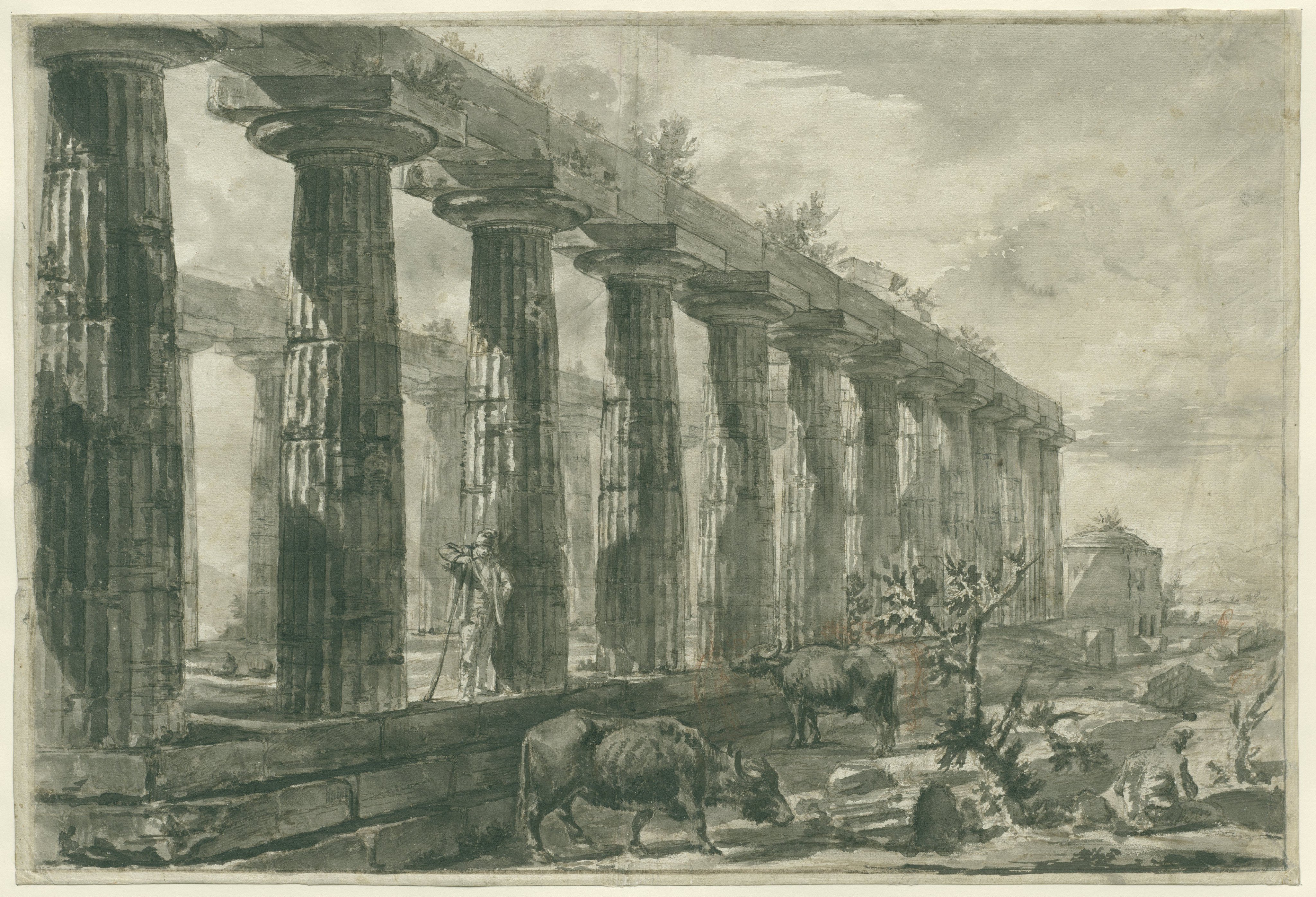 Gezicht op de tempel van ‘Juno’ bij Paestum