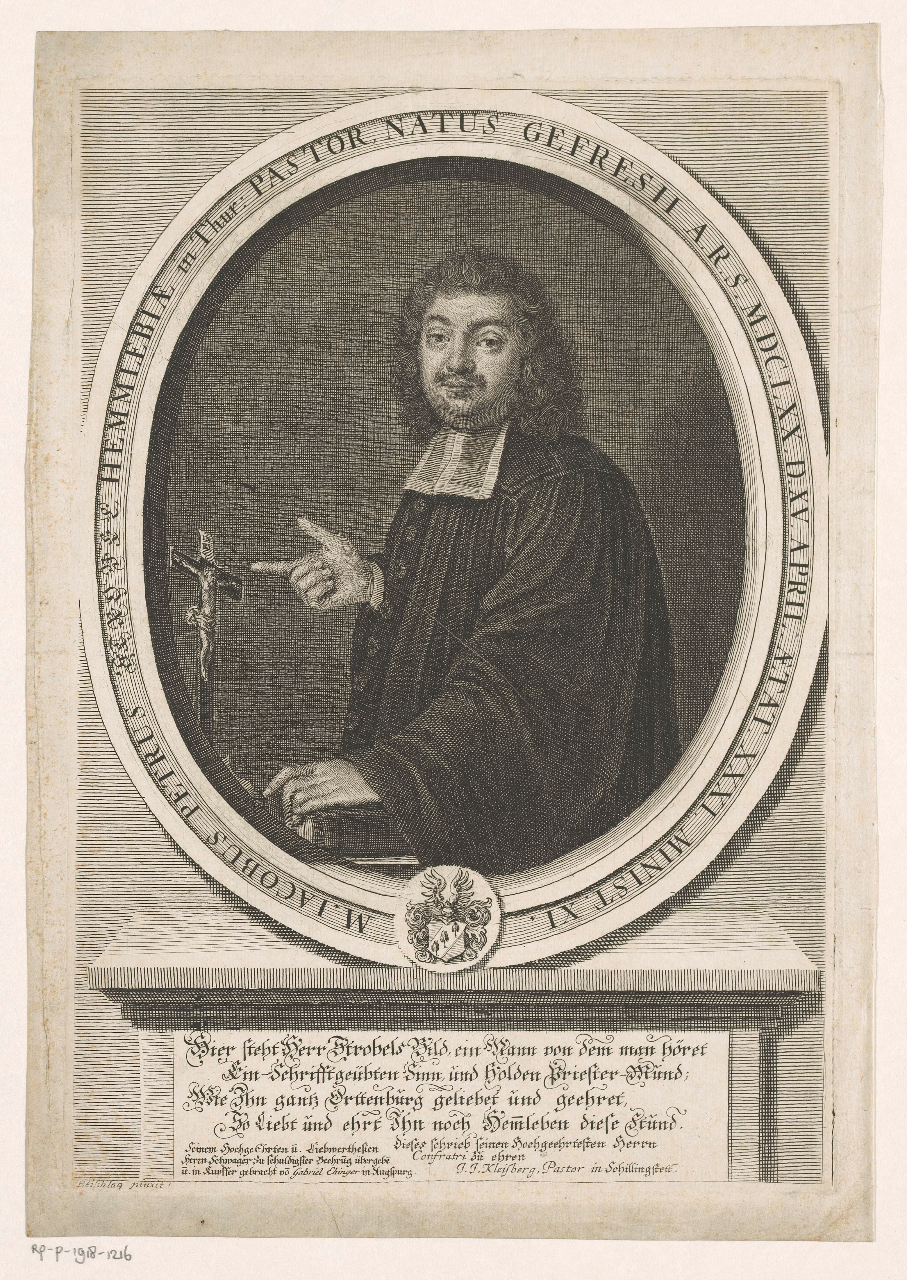 Portret van Jacob Peter Strobel op 31-jarige leeftijd