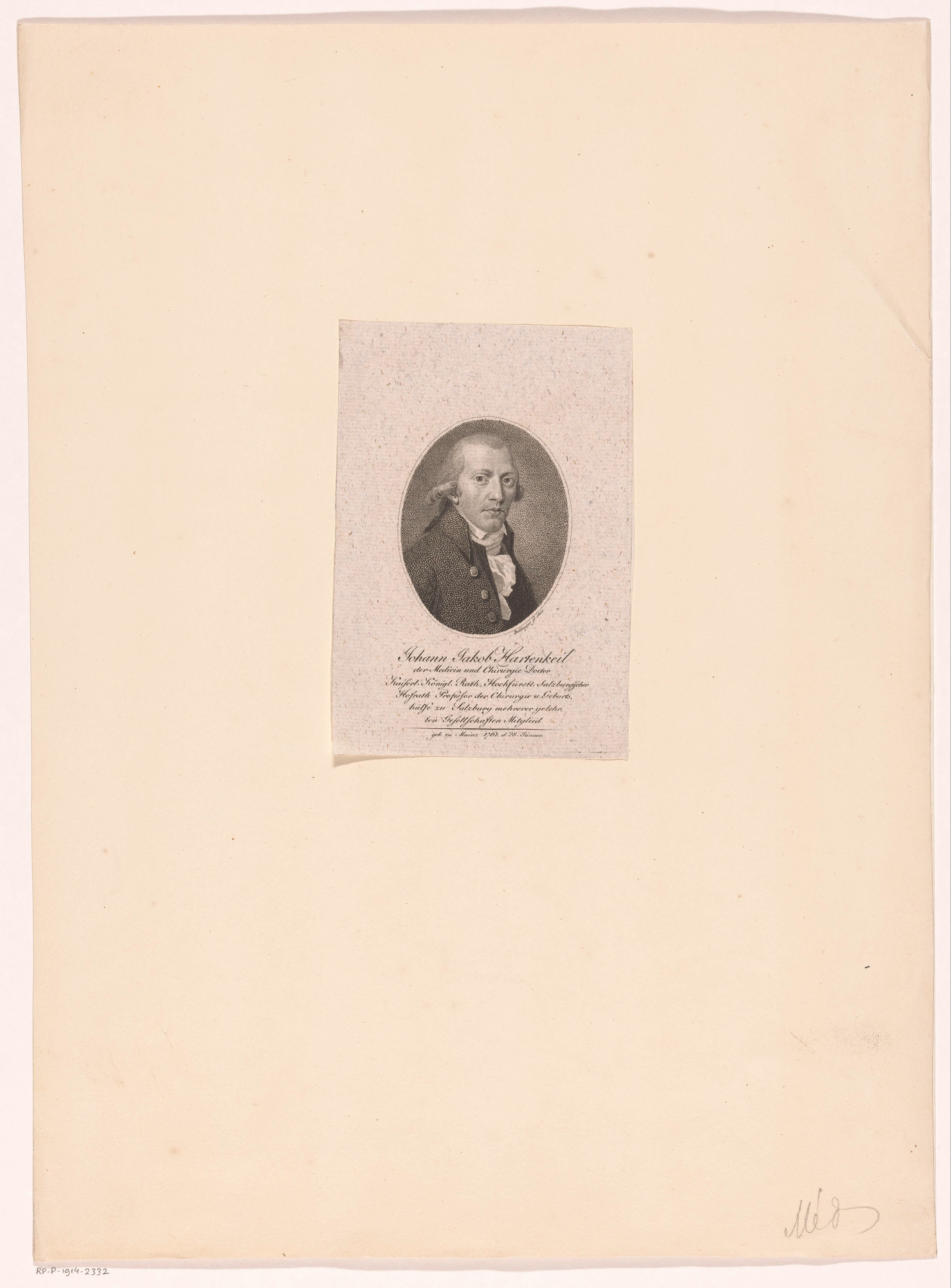 Portret van Johann Jacob Hartenkeil
