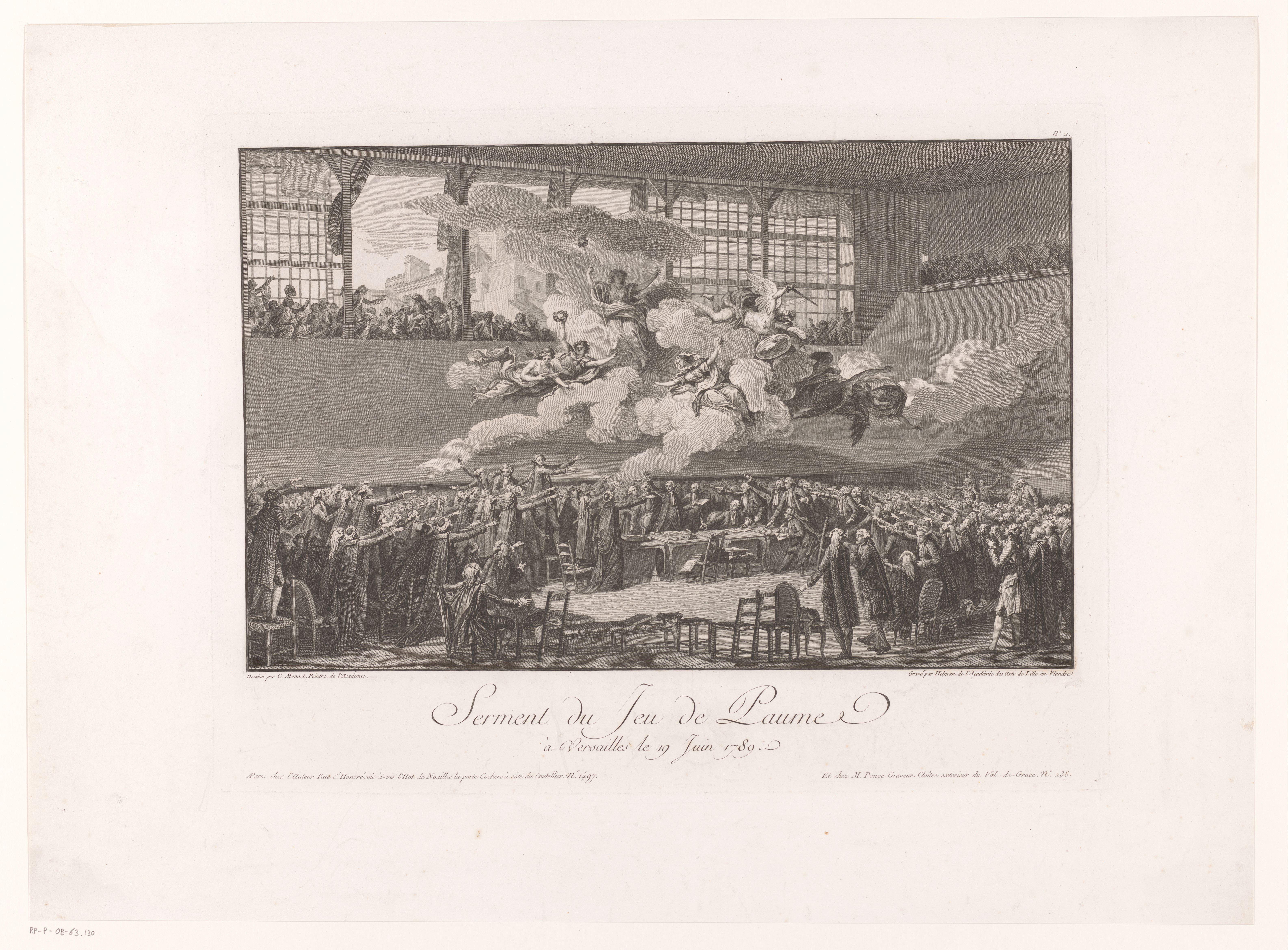 Eed in de Salle du Jeu de Paume te Versailles met allegorische voorstelling