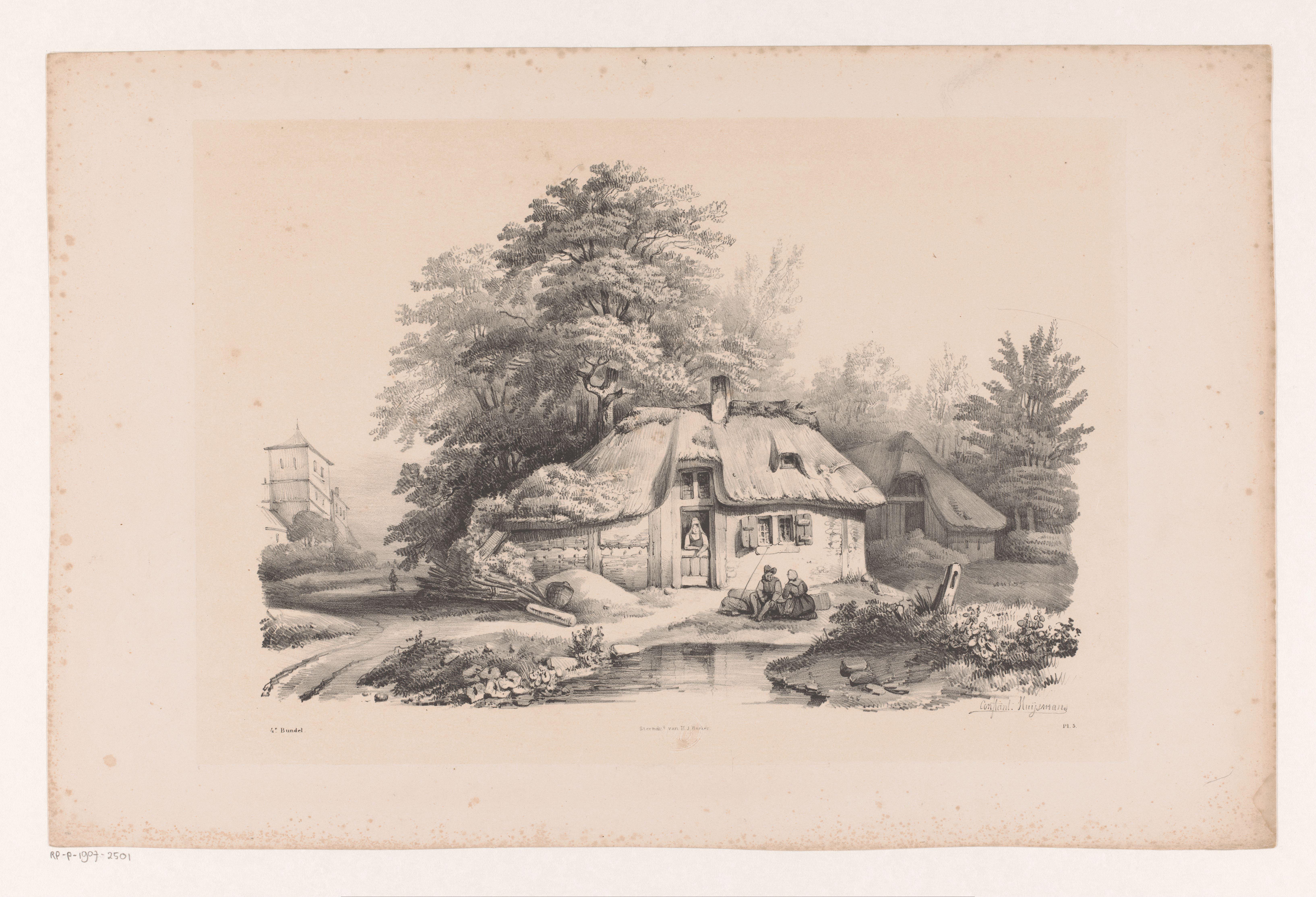 Huis met vrouw in deuropening