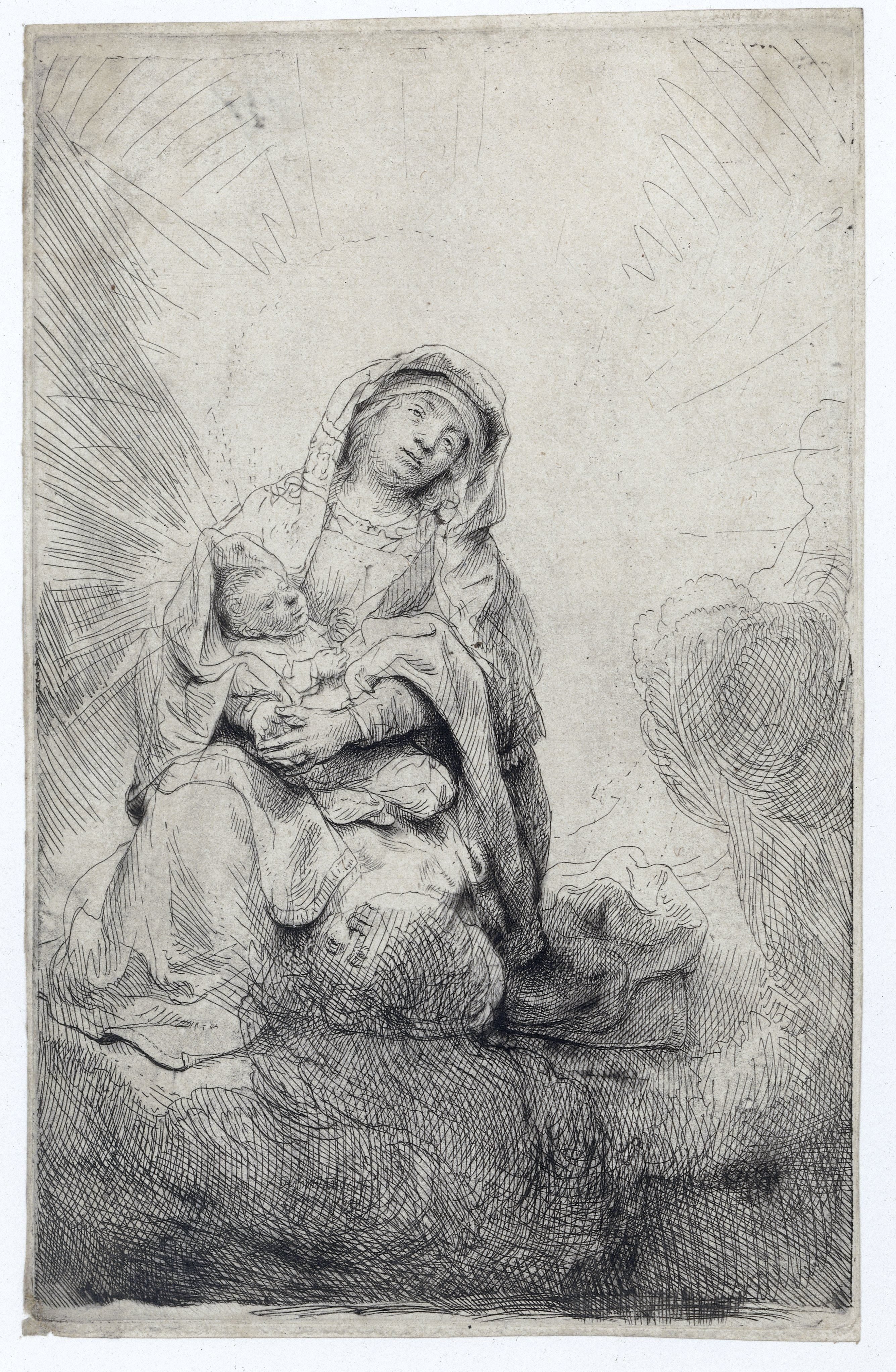The Virgin and Child in the clouds