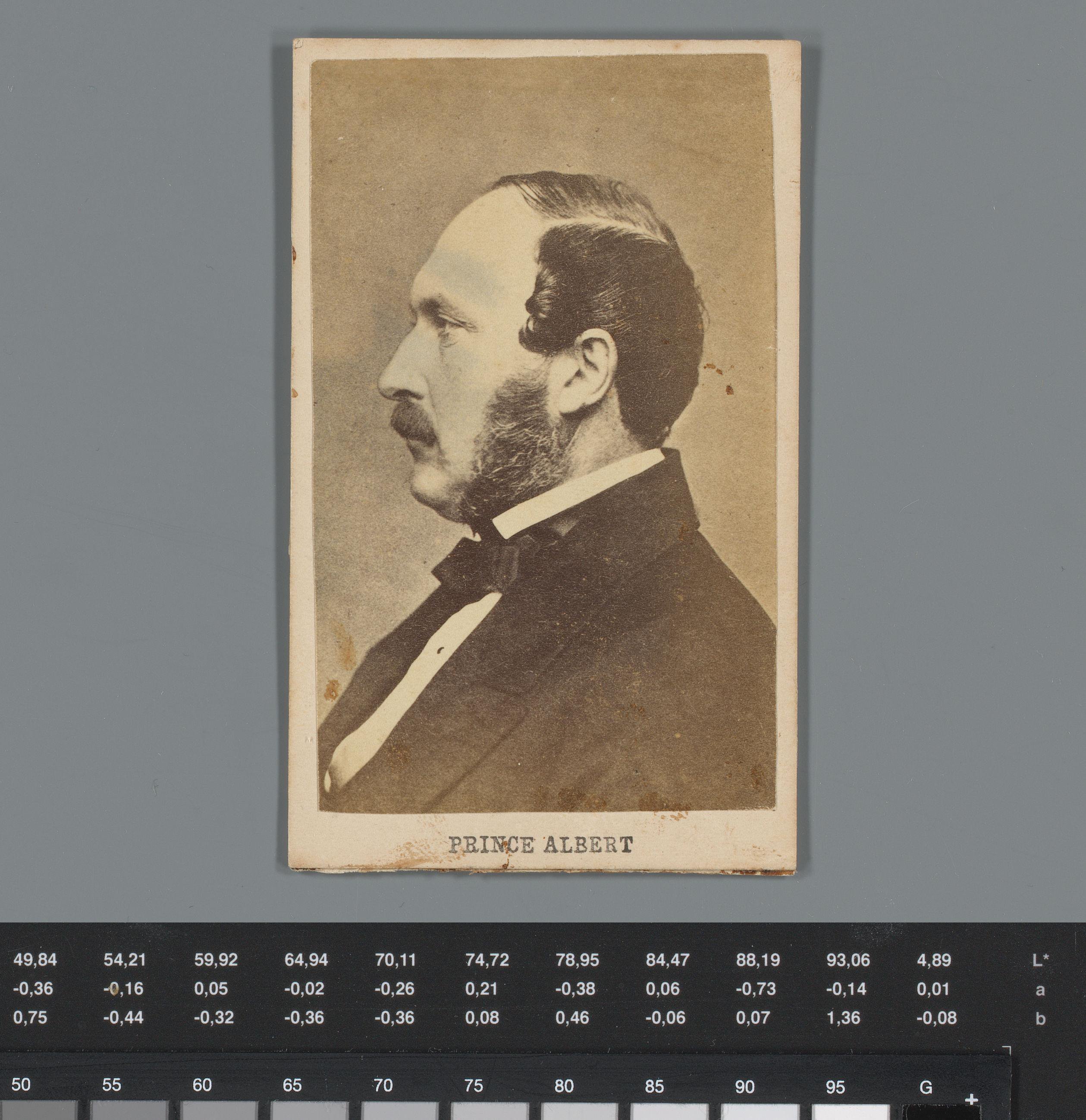 Reclame voor stoffen van Lancaster & Co. te New York met een portret van Albert (prins van Saksen-Coburg en Gotha)